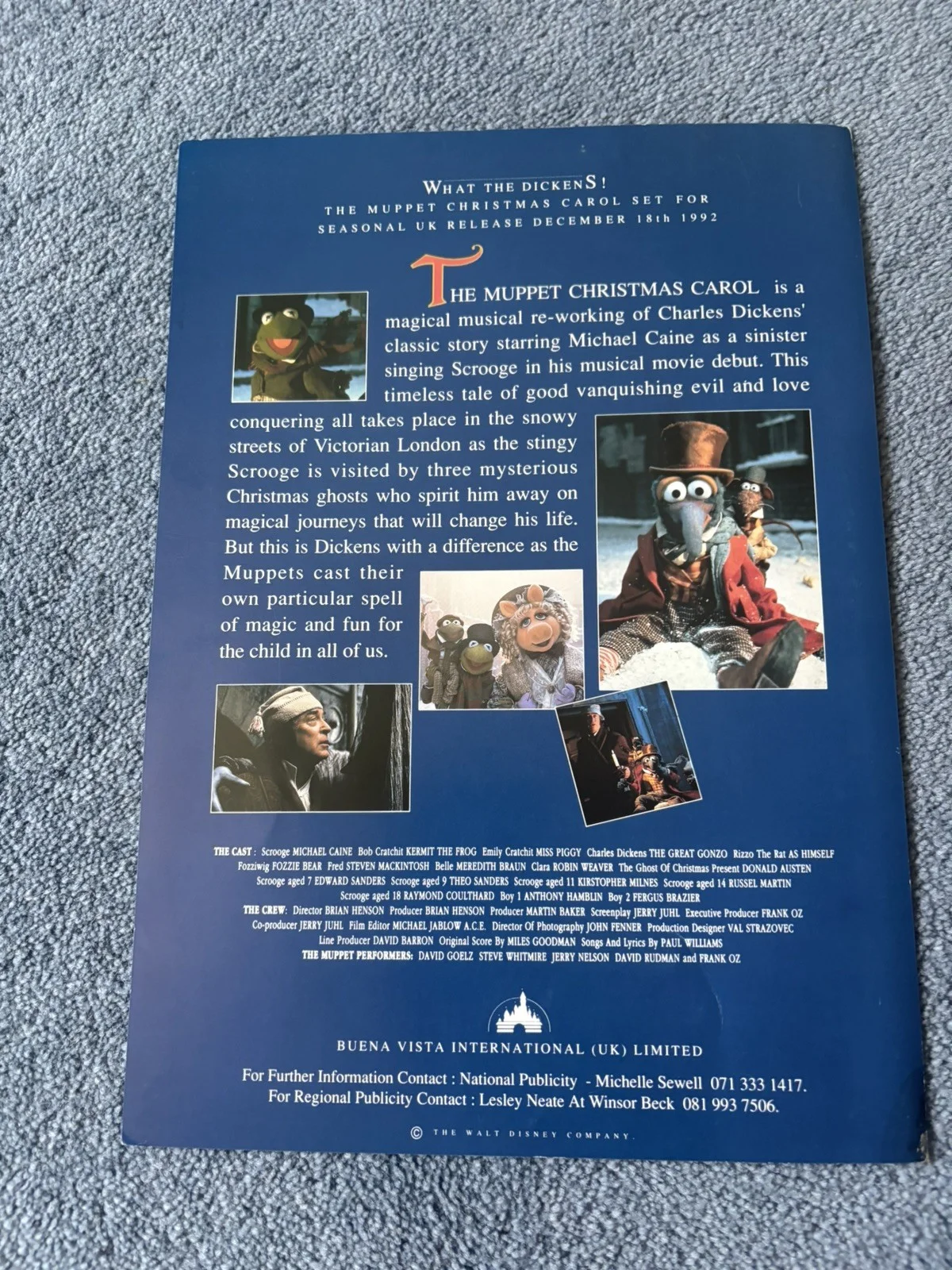 The muppet Christmas Carol UK Press Book kit card Film, изображение 2