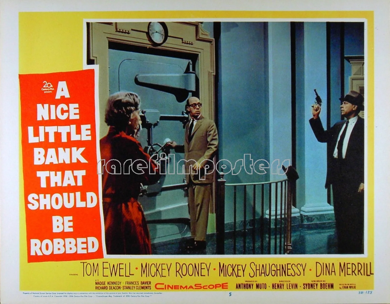 NICE LITTLE BANK THAT SHOULD BE ROBBED 1958 Tom Ewell 3 LOBBY CARDS, image 2