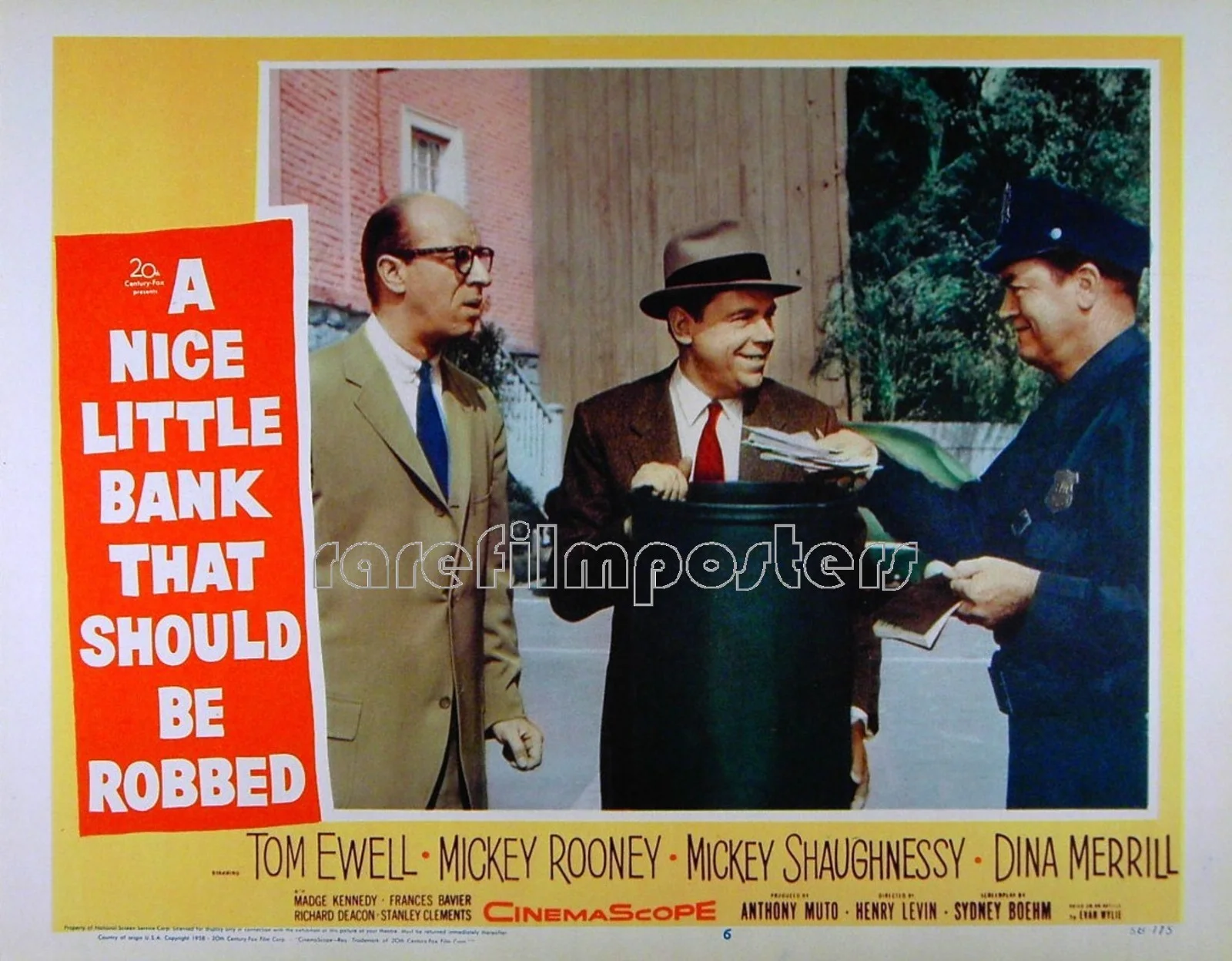 NICE LITTLE BANK THAT SHOULD BE ROBBED 1958 Tom Ewell 3 LOBBY CARDS, image 3