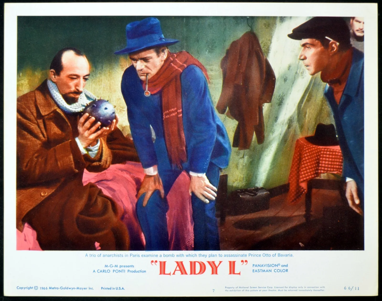 LADY L 1965 Peter Ustinov, Eugene Deckers, Daniel Emilfork 2 LOBBY CARDS, image 2