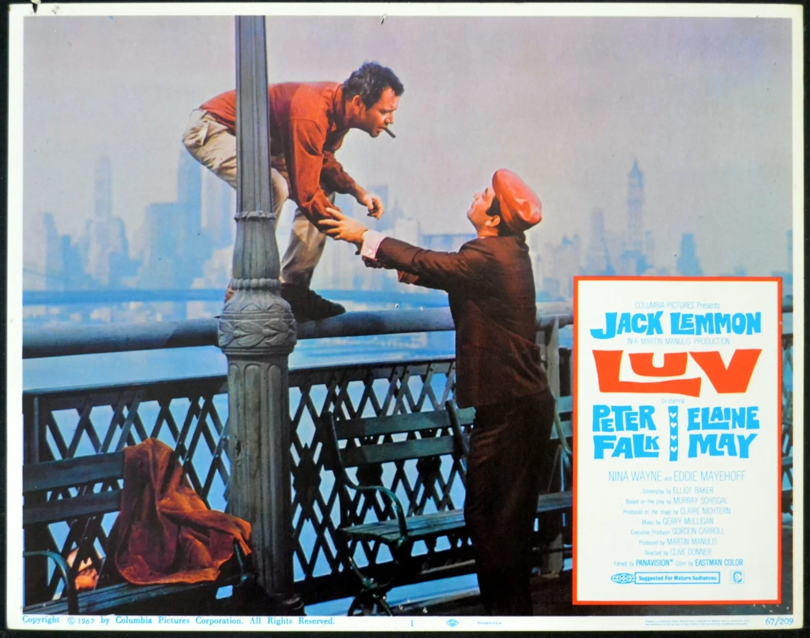 LUV 1967 Jack Lemmon, Peter Falk, Elaine May 4 LOBBY CARDS, image 2
