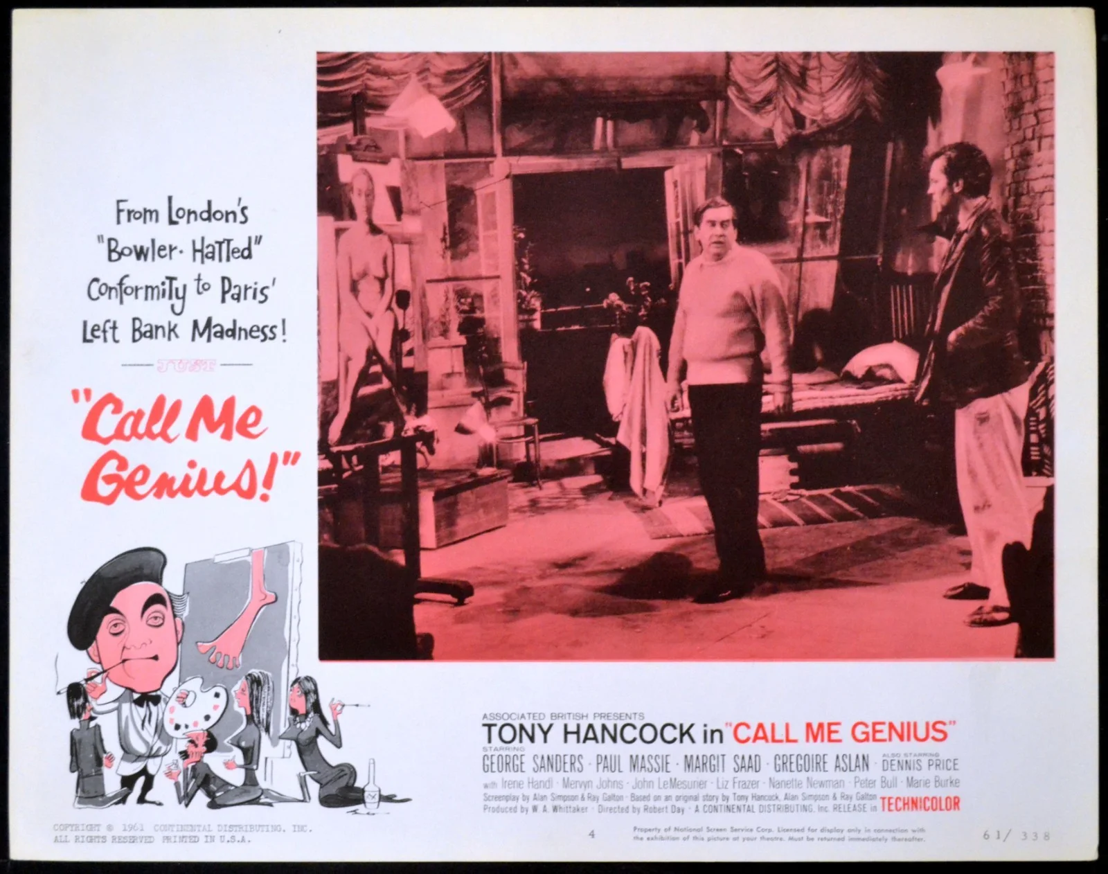 REBEL 1961 Tony Hancock * Ray Galton & Alan Simpson 3 LOBBY CARDS, image 2