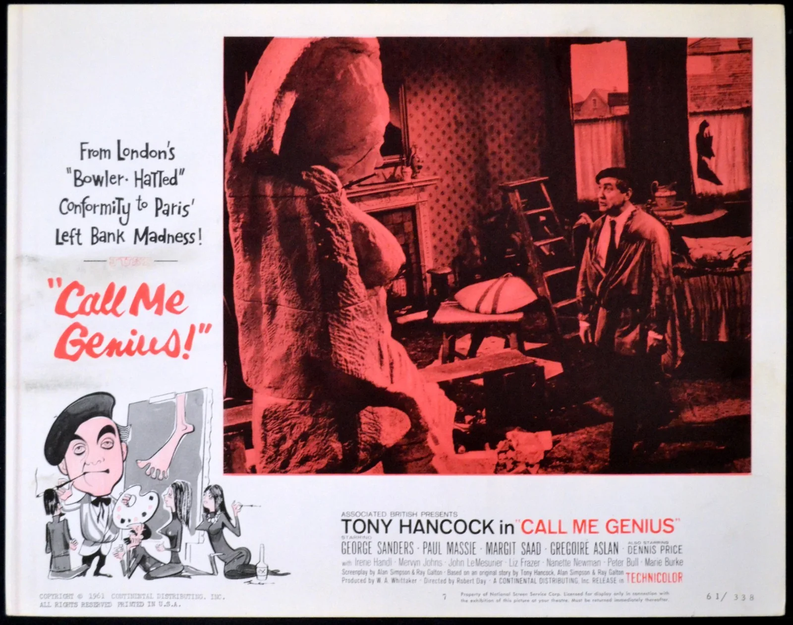 REBEL 1961 Tony Hancock * Ray Galton & Alan Simpson 3 LOBBY CARDS, image 3