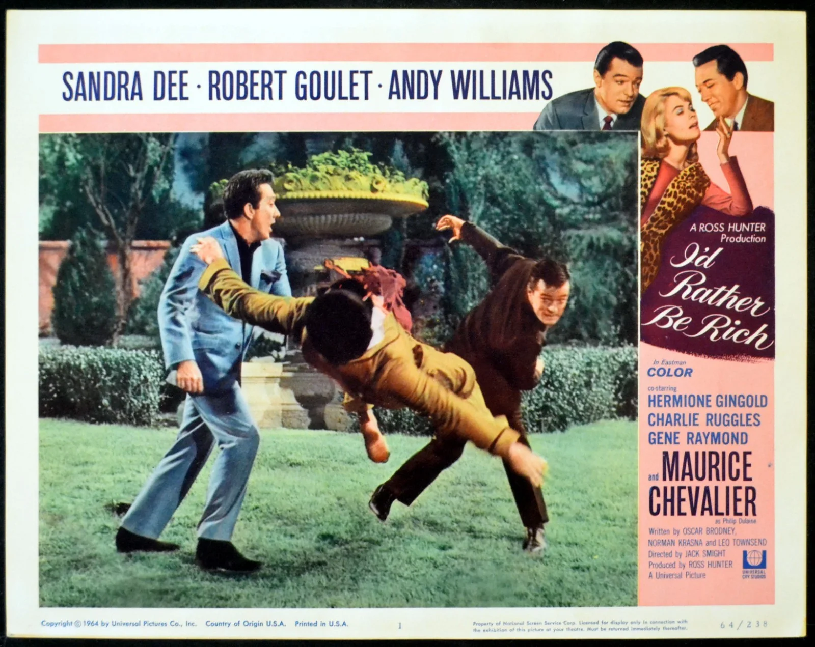 I’D RATHER BE RICH 1964 Sandra Dee, Robert Goulet, Andy Williams 5 LOBBY CARDS, изображение 2