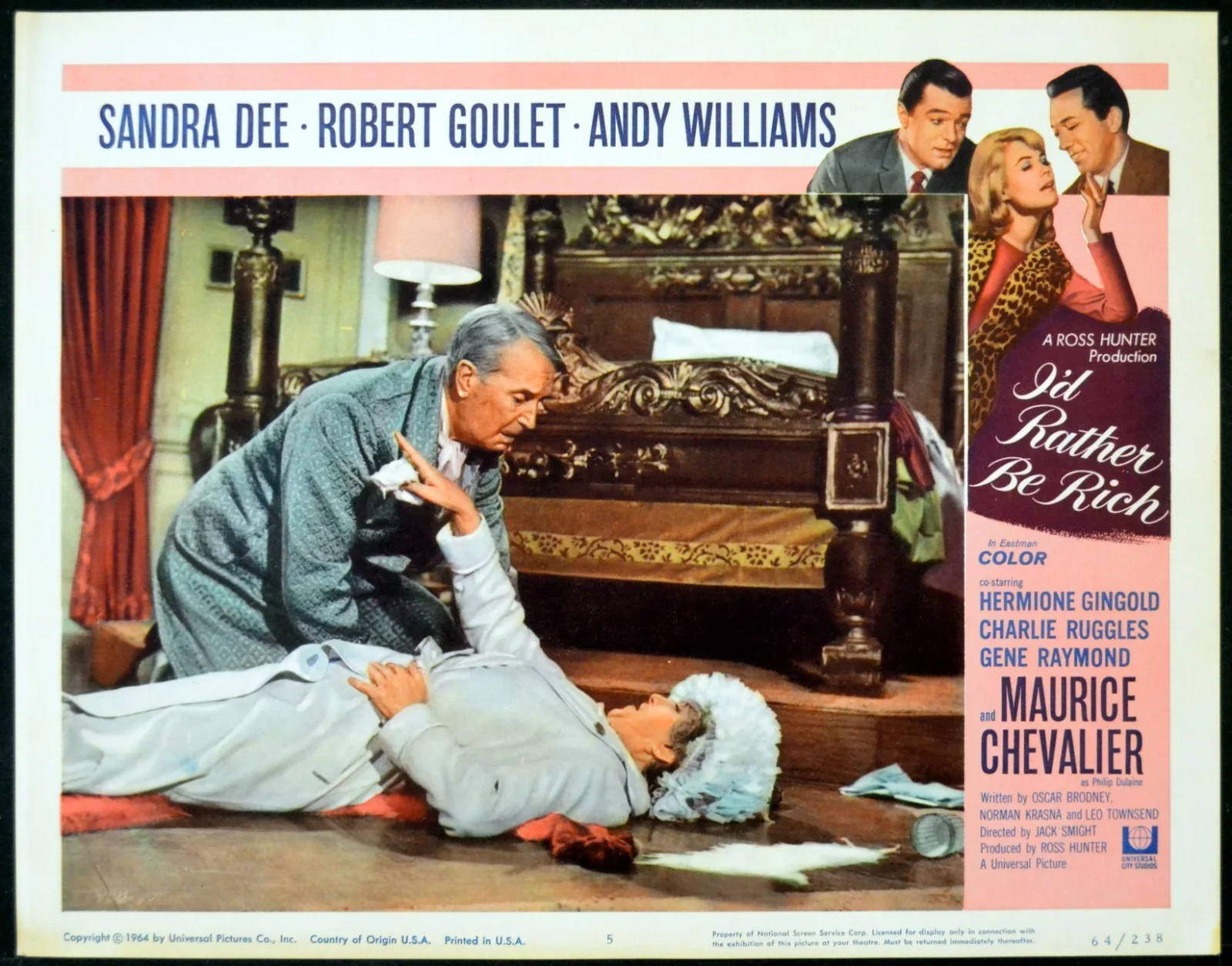I’D RATHER BE RICH 1964 Sandra Dee, Robert Goulet, Andy Williams 5 LOBBY CARDS, изображение 4