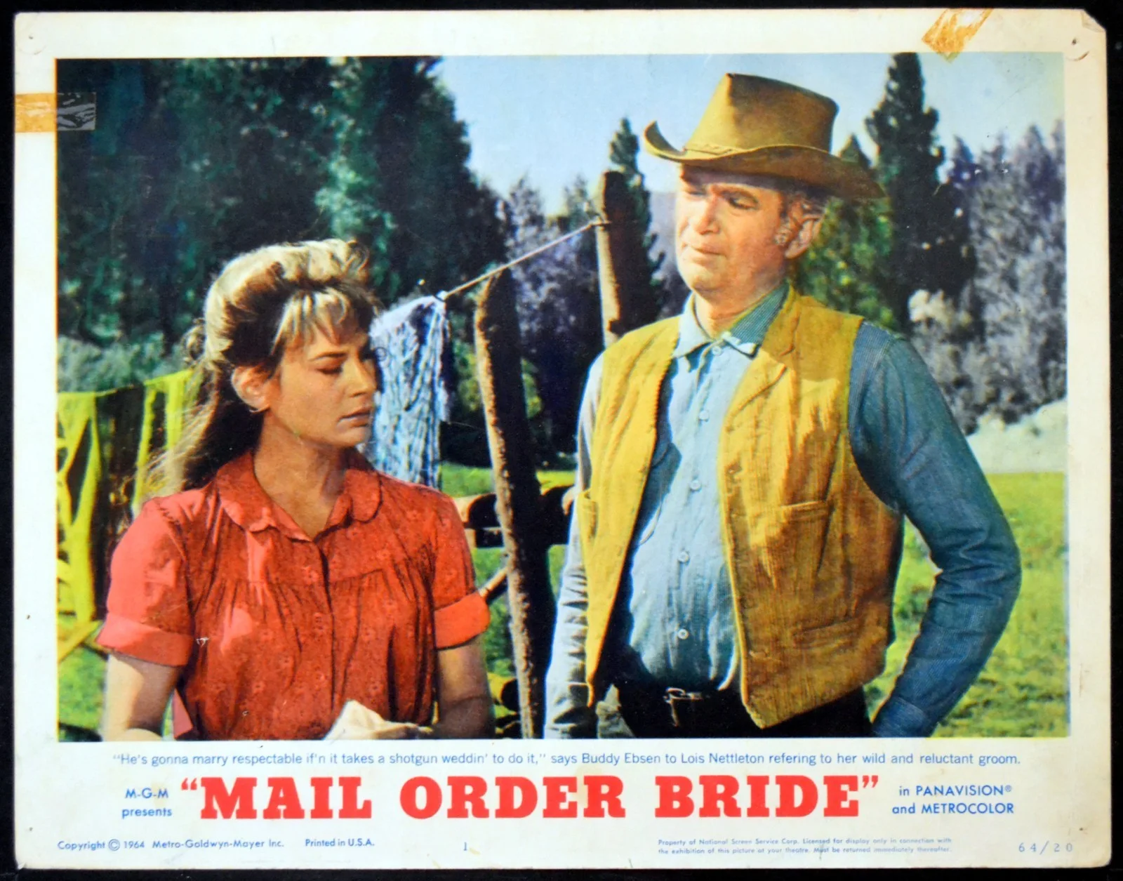 MAIL ORDER BRIDE 1964 Buddy Ebsen, Lois Nettleton, Keir Dullea 4 LOBBY CARDS, изображение 2