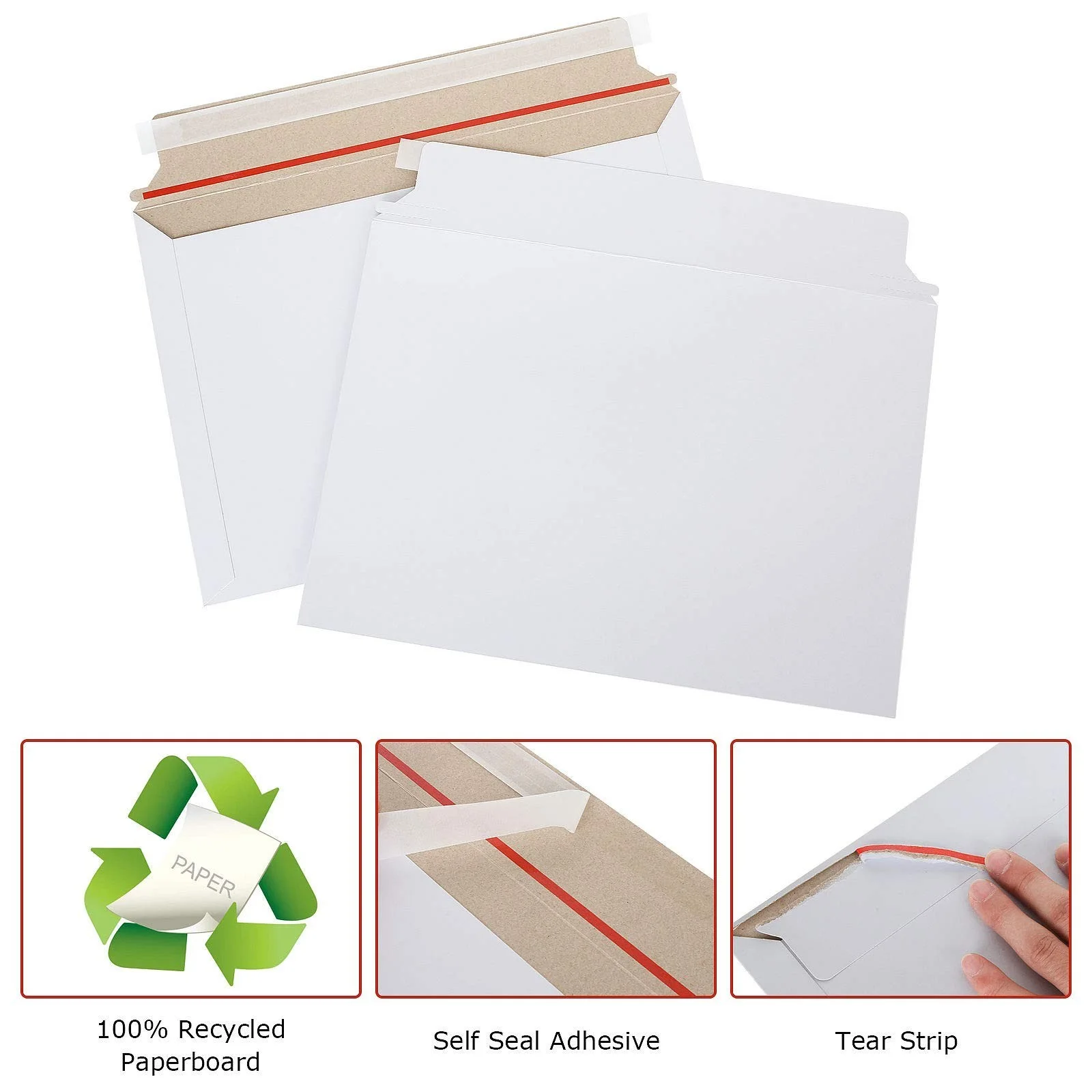 Feng 100 Pack 12.75 x 9 Inch Rigid Paperboard Mailers Stay Flat Photo Documen..., изображение 4