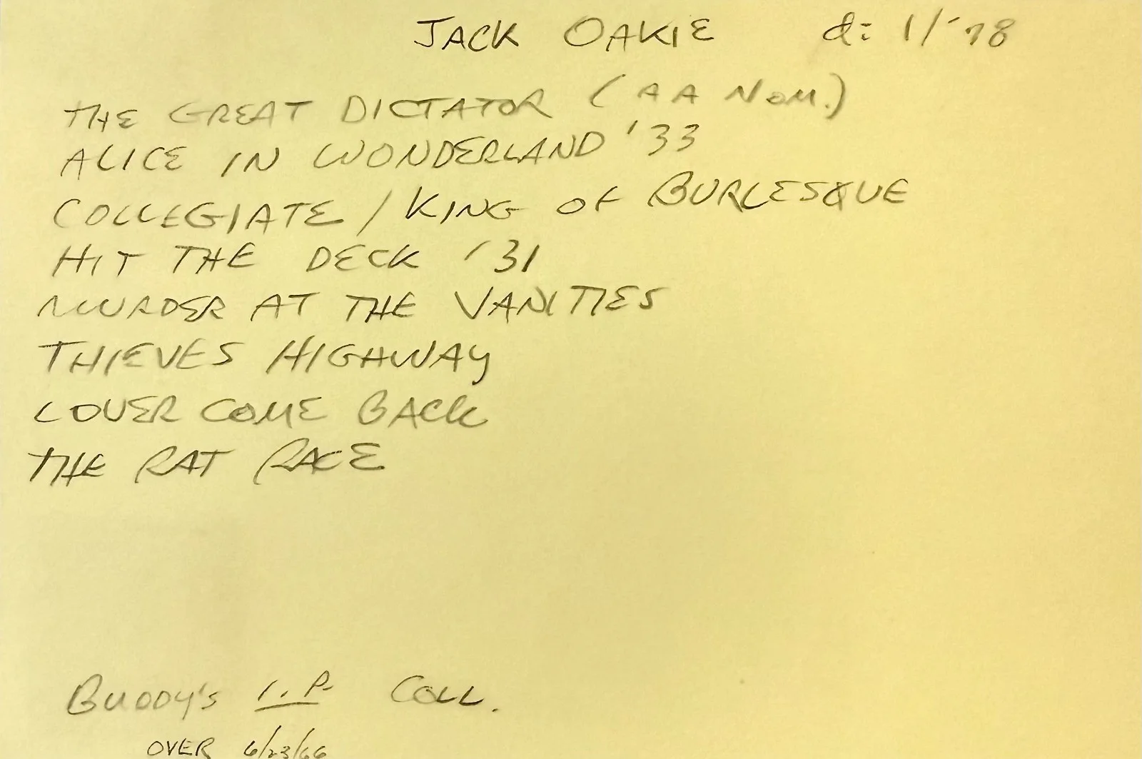 Jack Oakie — JACK OAKIE Signed Autographed 4x6 INDEX CARD Call of the Wild The Great Dictator, изображение 4