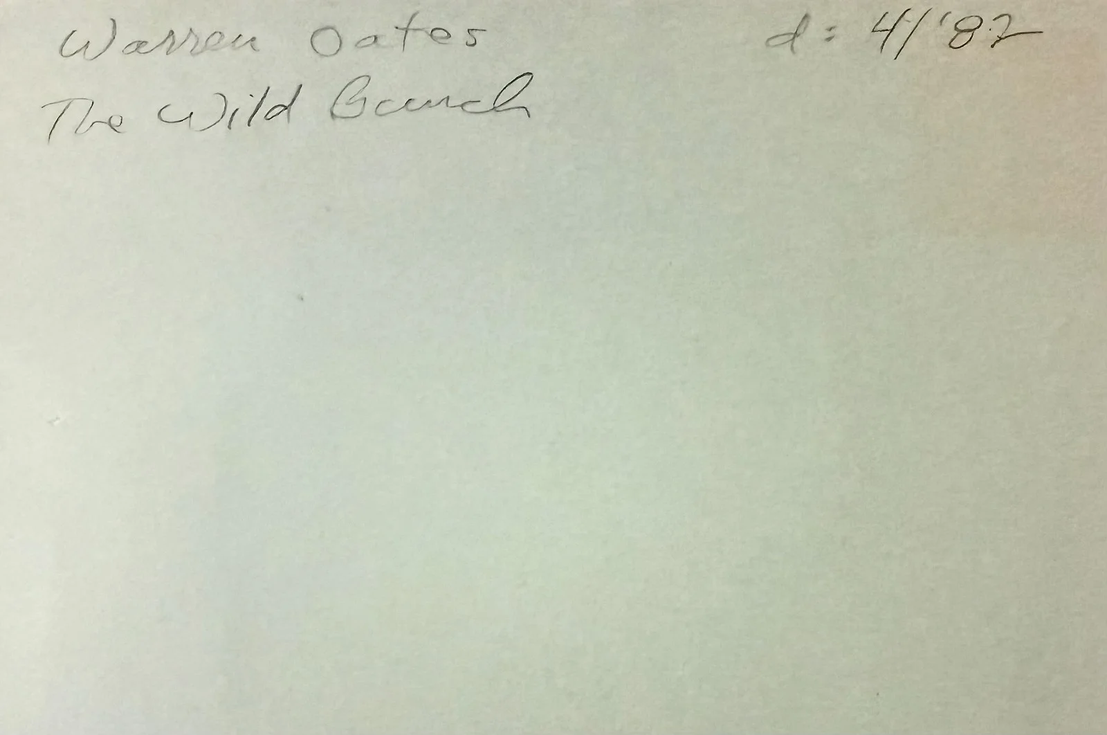 Warren Oates — WARREN OATES Autograph Signed 4x6 INDEX CARD Race with the Devil THE WILD BUNCH, изображение 2