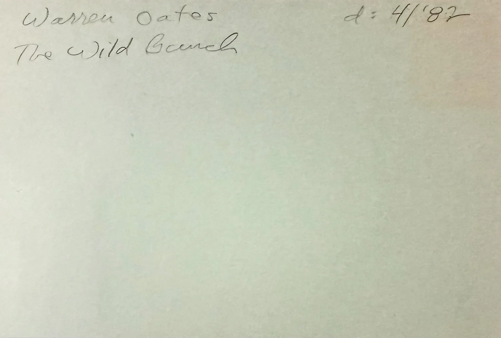 Warren Oates — WARREN OATES Autograph Signed 4x6 INDEX CARD Race with the Devil THE WILD BUNCH, изображение 4