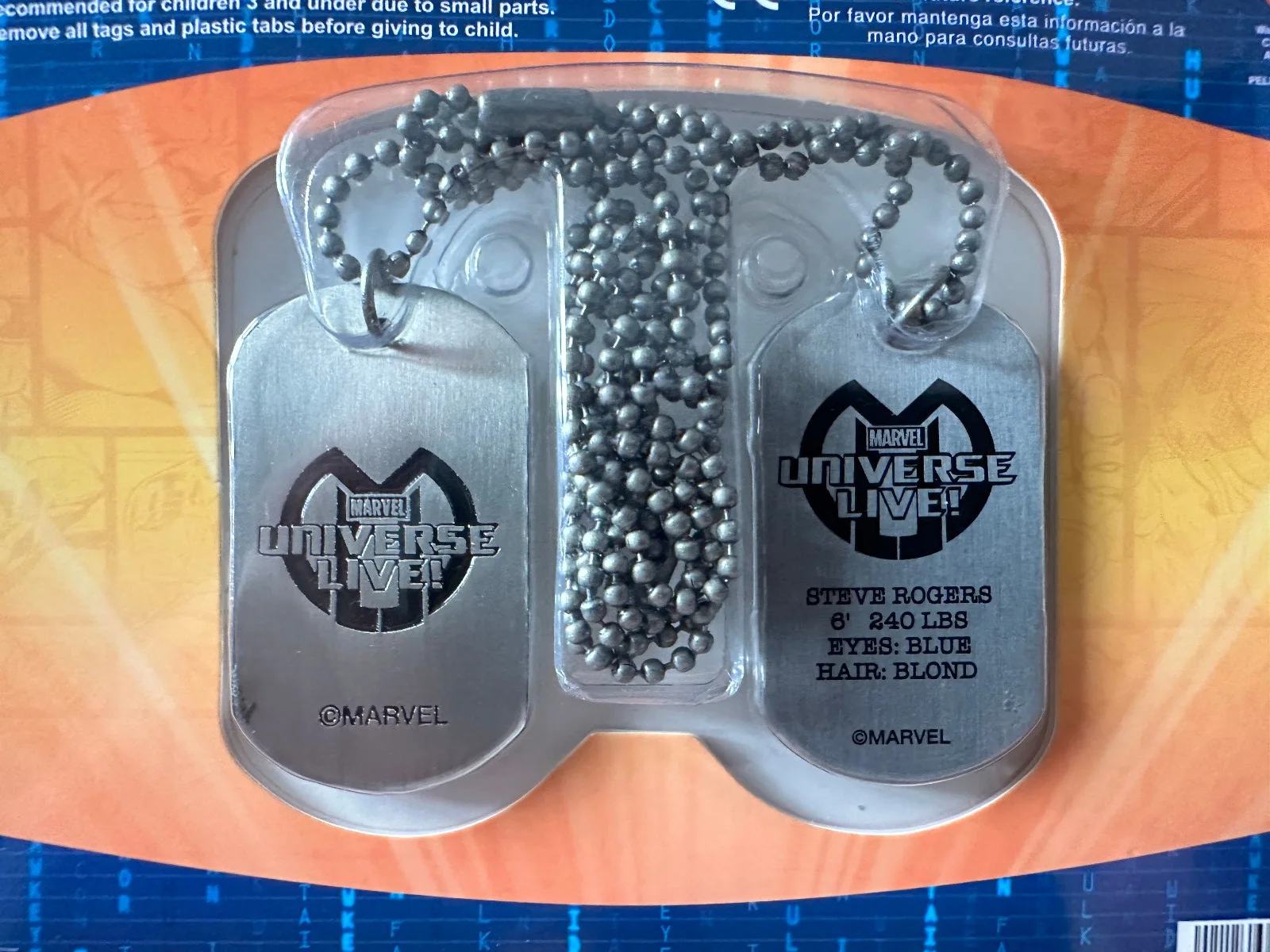 CAPTAIN AMERICA - Steve Rogers Dog Tag Necklace. Marvel Universe Live. Sealed., image 2