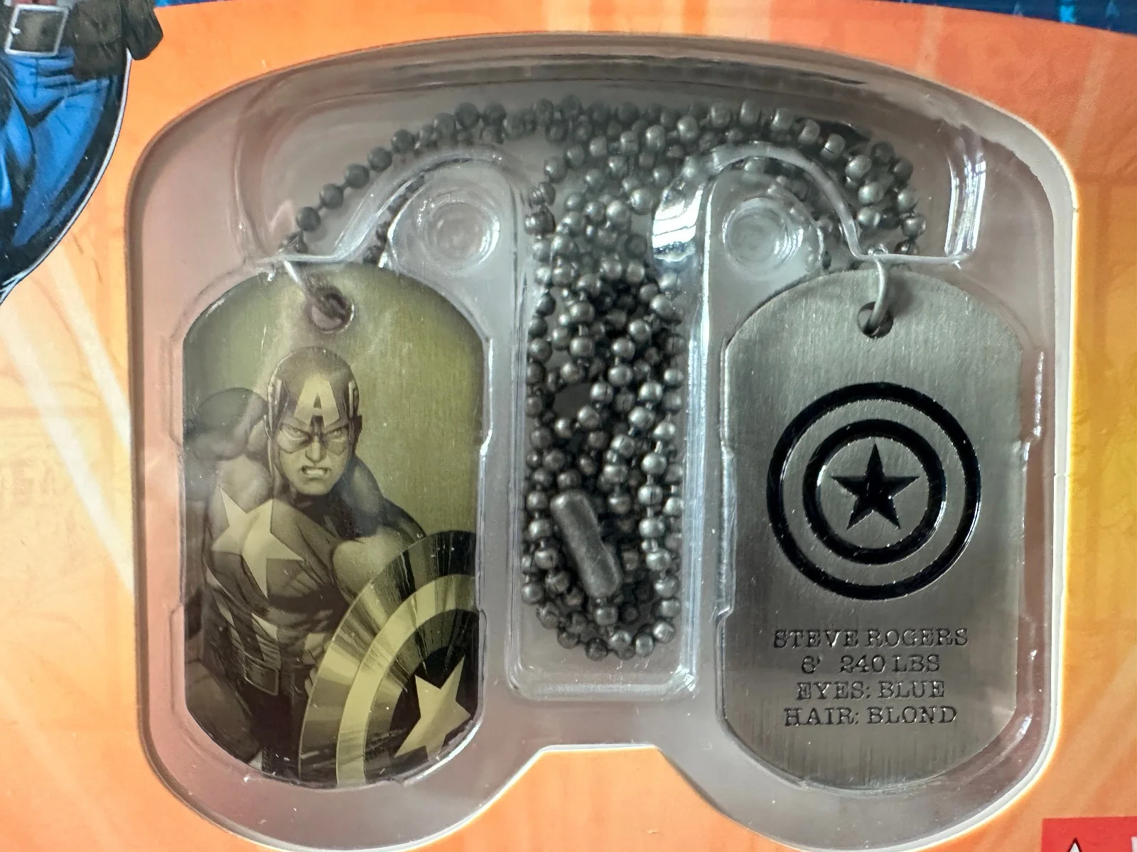 CAPTAIN AMERICA - Steve Rogers Dog Tag Necklace. Marvel Universe Live. Sealed., image 3