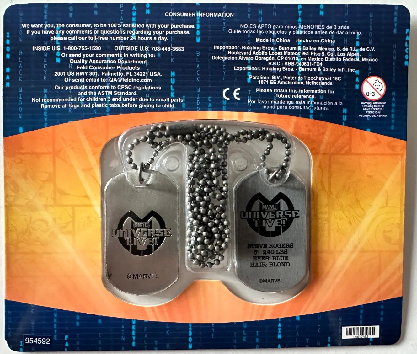 CAPTAIN AMERICA - Steve Rogers Dog Tag Necklace. Marvel Universe Live. Sealed., image 4