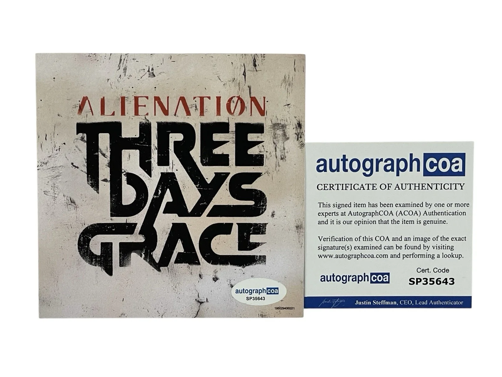 Three Days Grace Band Signed Autographed Alienation Photo Card CD ACOA COA 🔥🎸, image 3