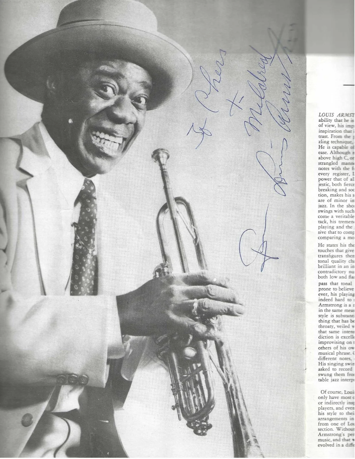 Louis Armstrong Autographed Concert Program Jazz Musician Trumpeter JSA Letter, изображение 2