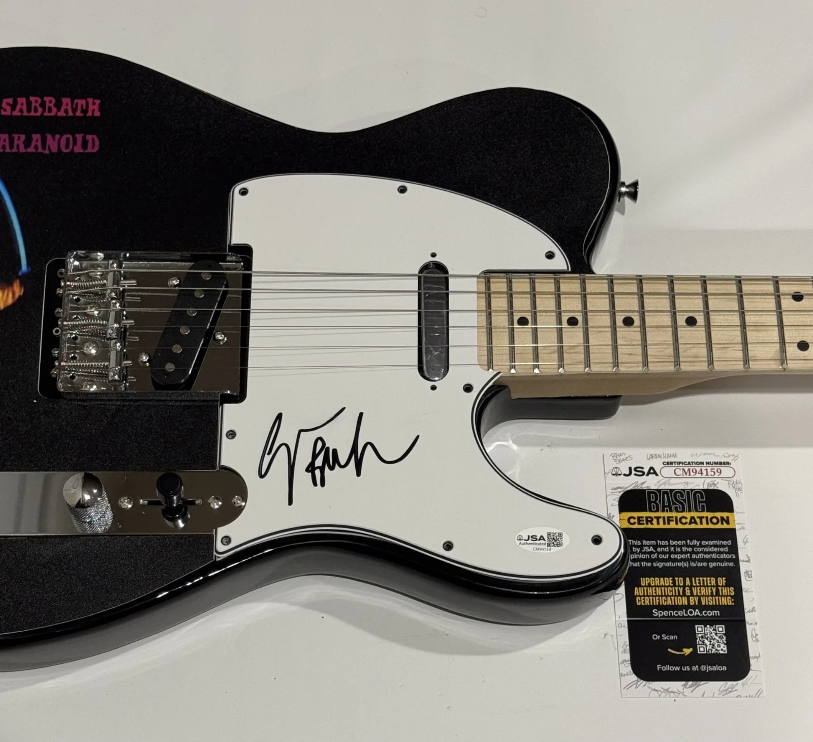 GEEZER BUTLER SIGNED CUSTOM BLACK SABBATH PARANOID ELECTRIC GUITAR JSA COA, изображение 2