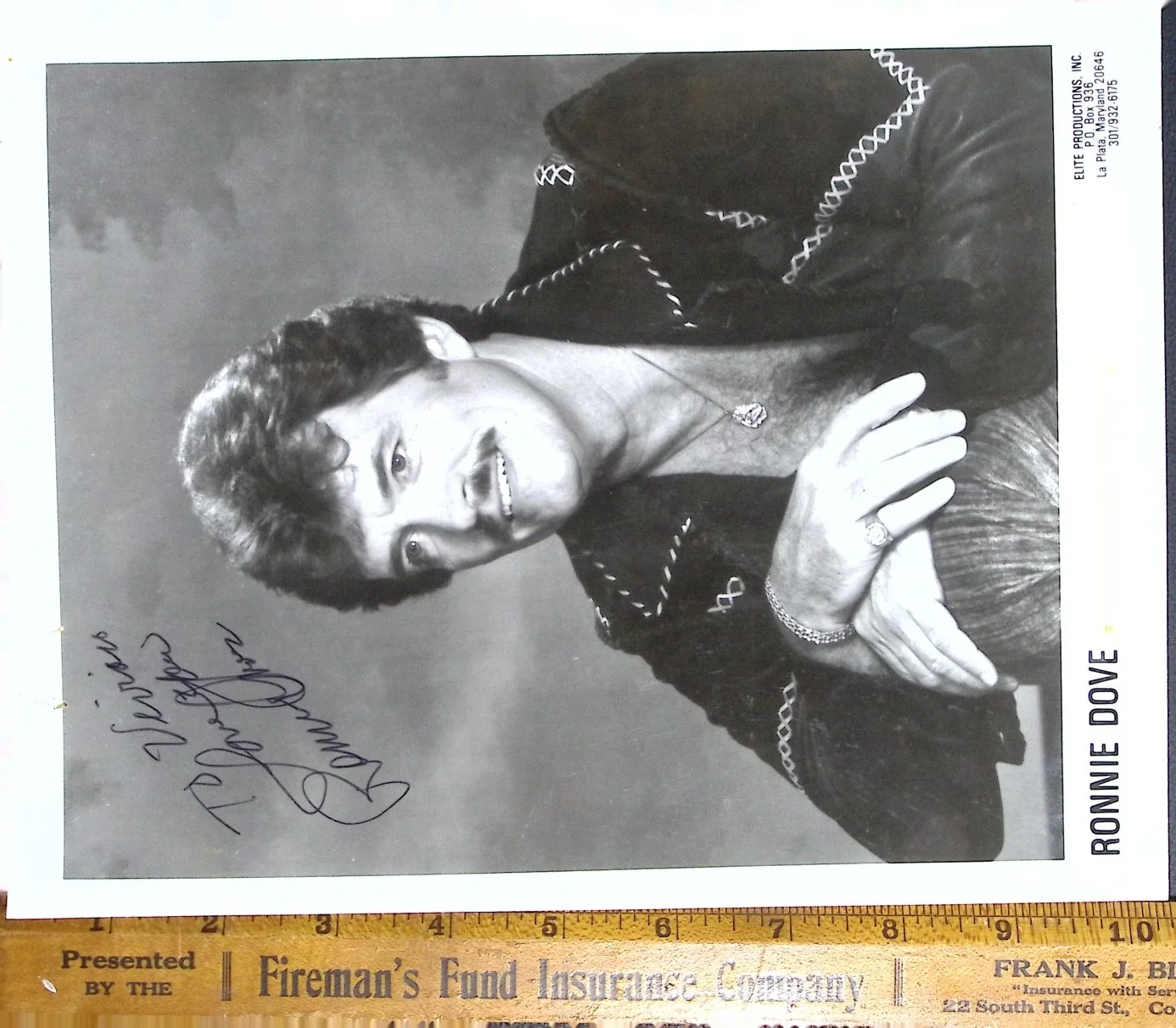 Ronnie Dove Autographed Black And White Publicity Photo Vintage Music Promo, изображение 3