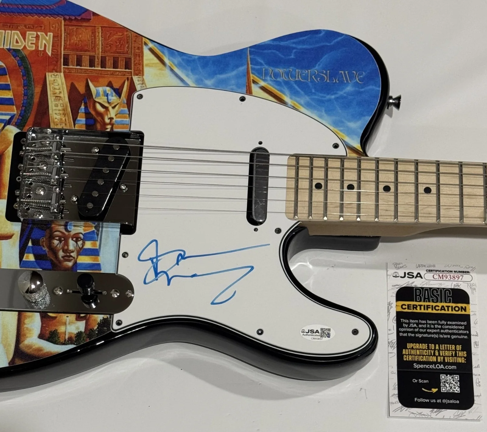BRUCE DICKINSON SIGNED CUSTOM POWERSLAVE ELECTRIC GUITAR IRON MAIDEN JSA COA, image 2