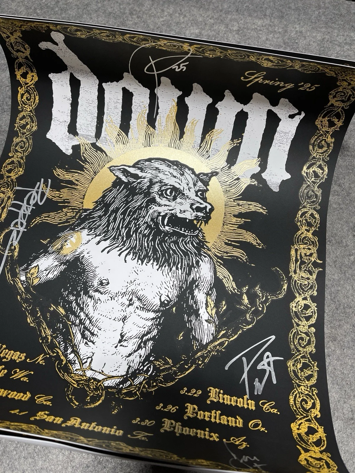 DOWN Poster 18x24 San Antonio TX 4-1 2025 Tour Black Gold Authentic Autographed, image 3