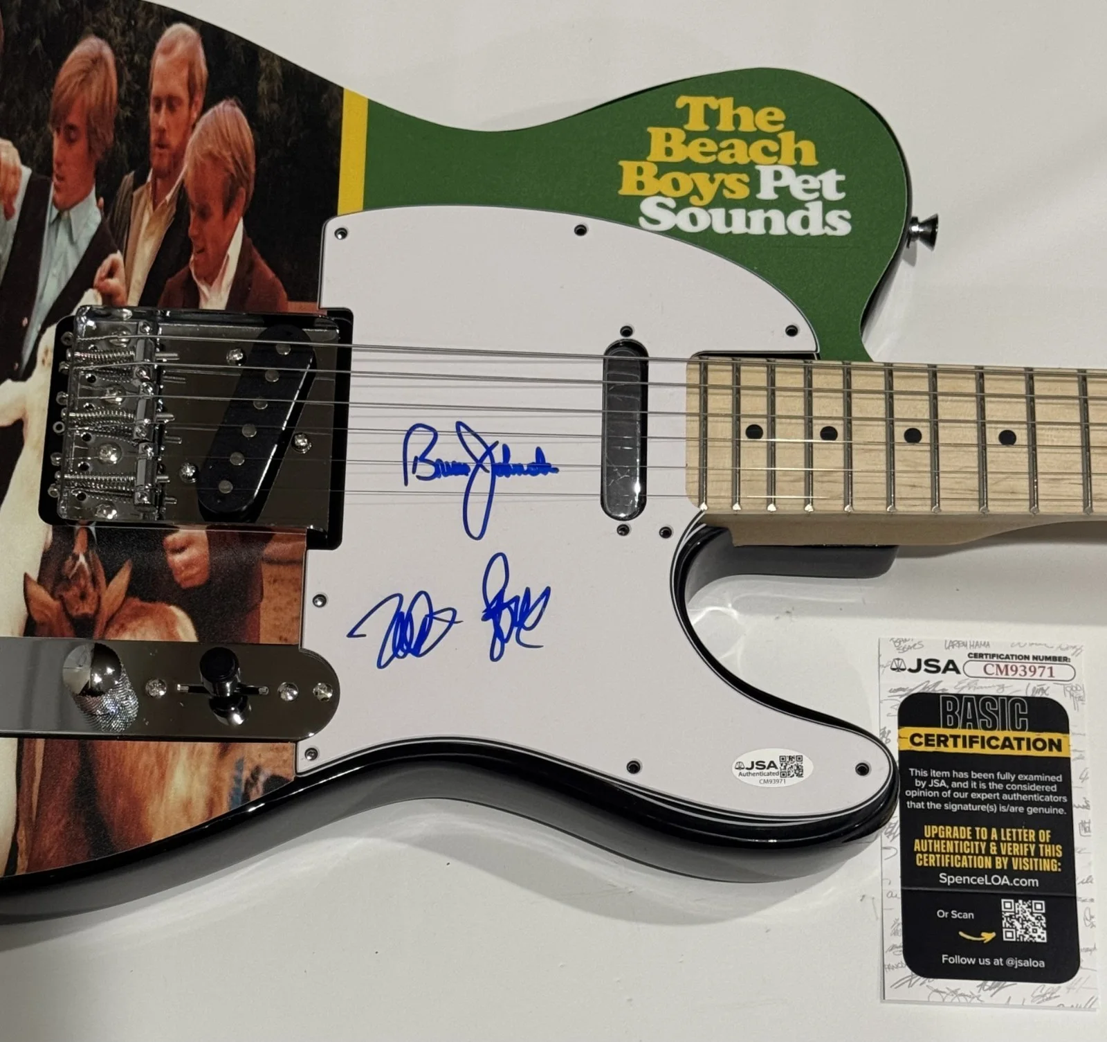 THE BEACH BOYS SIGNED CUSTOM PET SOUNDS GUITAR MIKE LOVE BRUCE JOHNSTON JSA COA, image 2