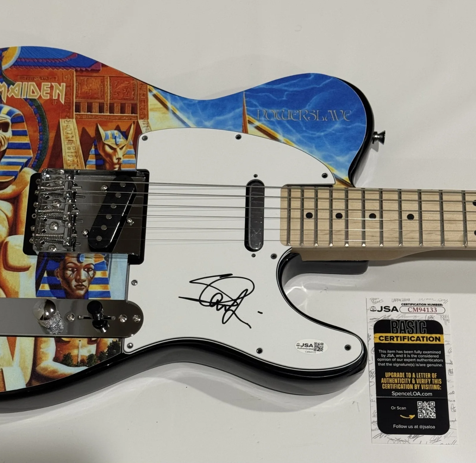 STEVE HARRIS SIGNED CUSTOM POWERSLAVE ELECTRIC GUITAR IRON MAIDEN JSA COA, image 2