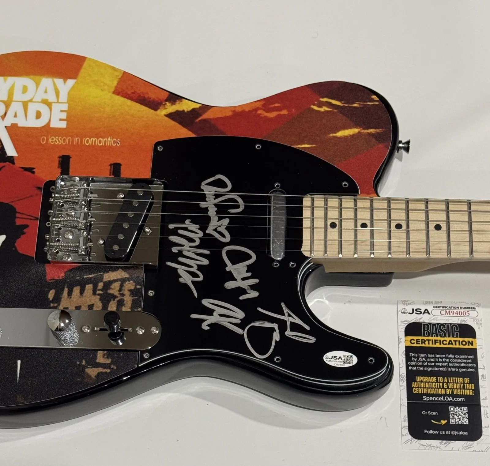 MAYDAY PARADE SIGNED A LESSON IN ROMANTICS GUITAR DEREK SANDERS ALL 5 JSA COA, image 2