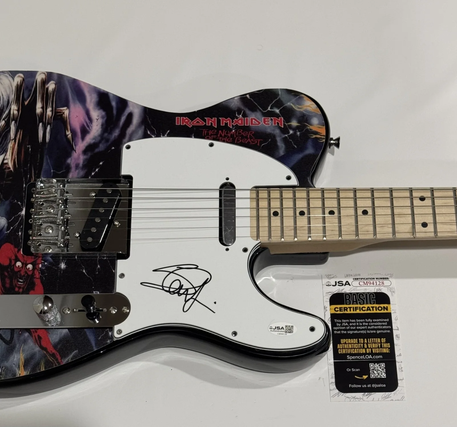 STEVE HARRIS SIGNED CUSTOM THE NUMBER OF THE BEAST GUITAR IRON MAIDEN JSA COA, image 2