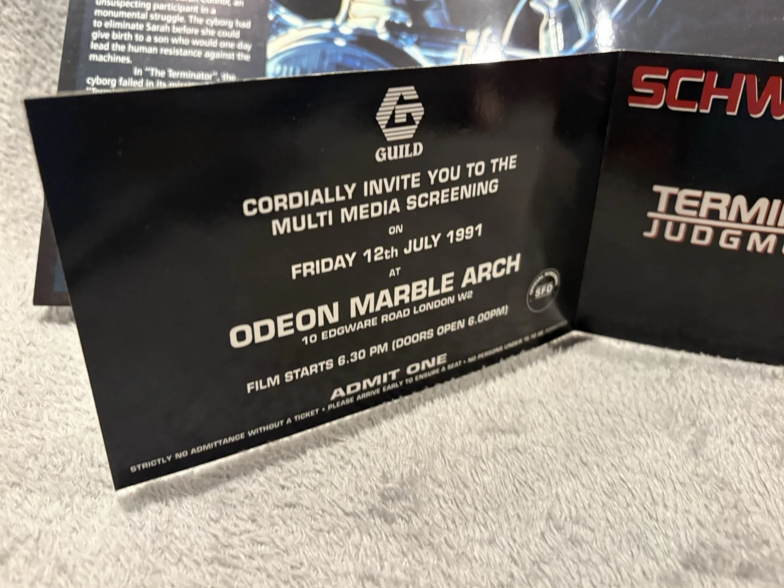 Terminator 2 - Multimedia Screening Ticket & Brochure - Arnold Schwarzenegger -, image 2