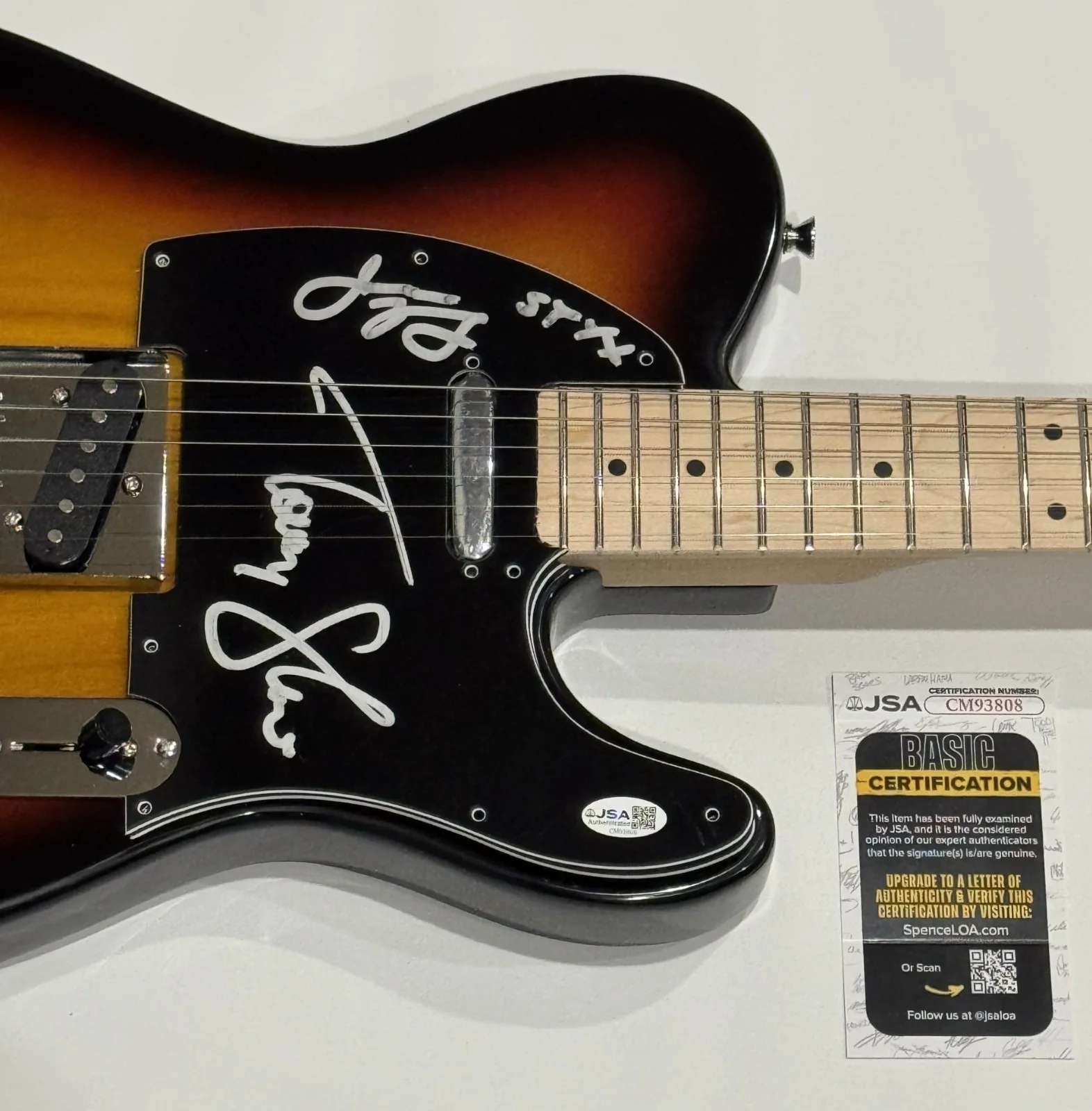 STYX SIGNED SUNBURST ELECTRIC GUITAR TOMMY SHAW JAMES YOUNG JSA COA, image 2