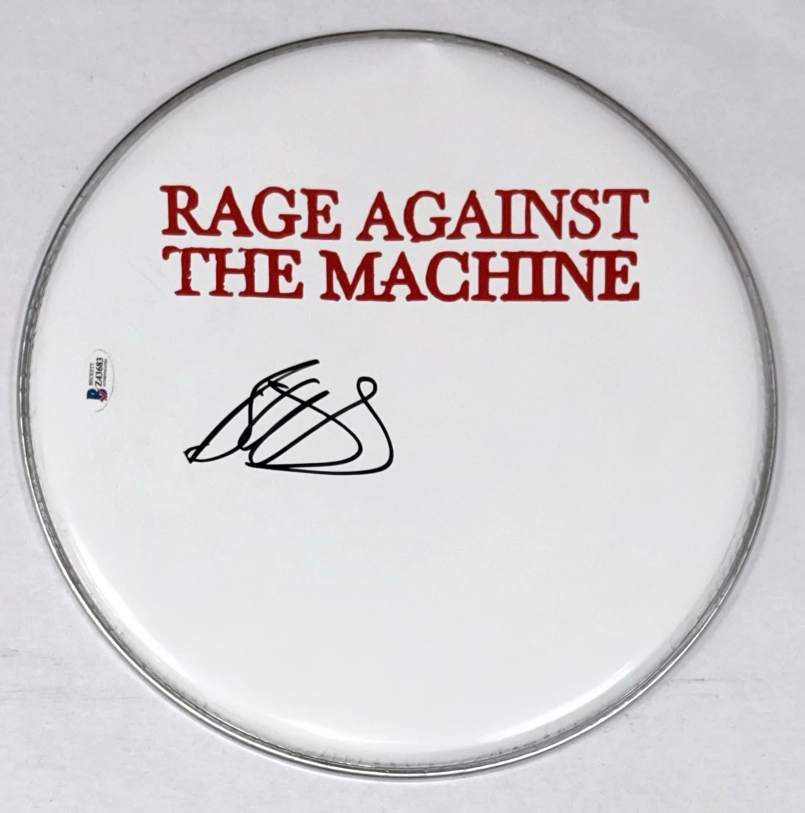 Brad Wilk Signed 12" Drumhead RAGE AGAINST THE MACHINE Autograph Beckett COA, image 2