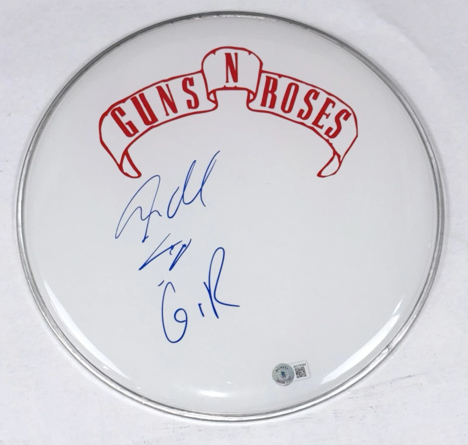 Steven Adler Guns N' Roses Signed Autograph 12" Drumhead Drummer Beckett COA, image 2