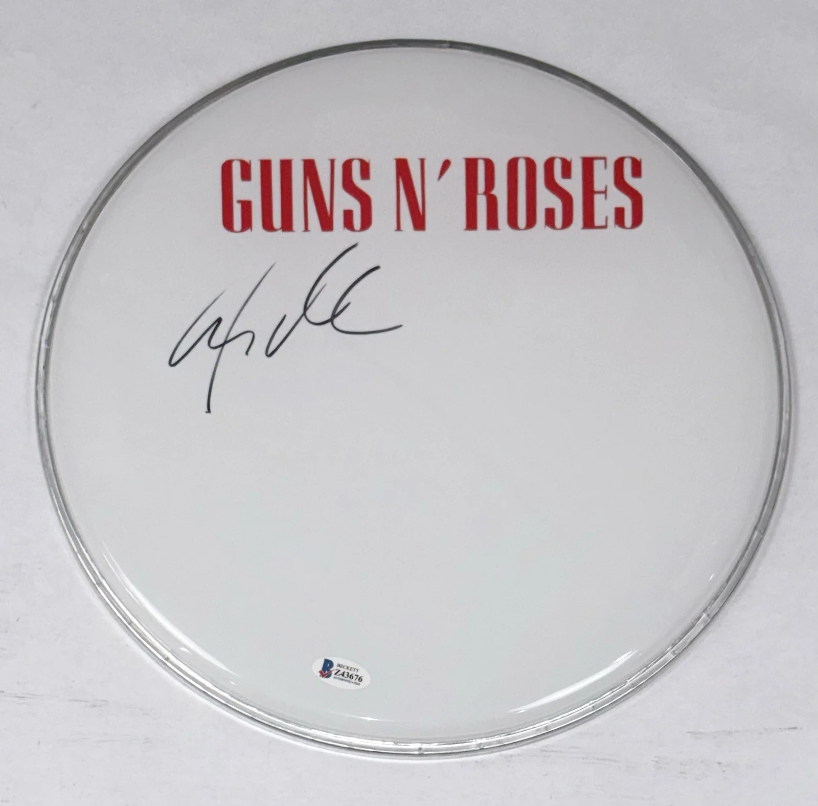 Steven Adler Guns N' Roses Signed Autograph 12" Drumhead Drummer Beckett COA, изображение 3