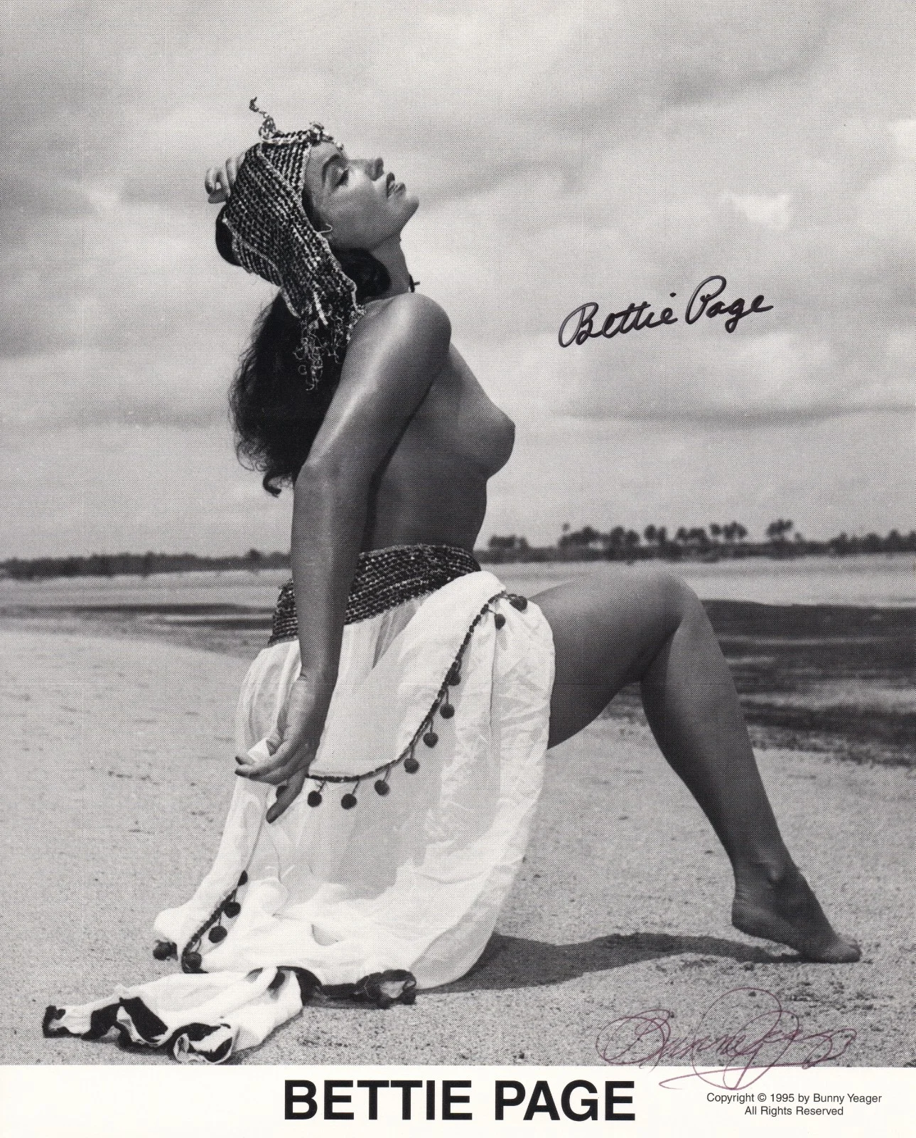 Bettie Page and Bunny Yeager — Dual autographed picture signed by Bettie Page and Bunny Yeager 8x10 photo