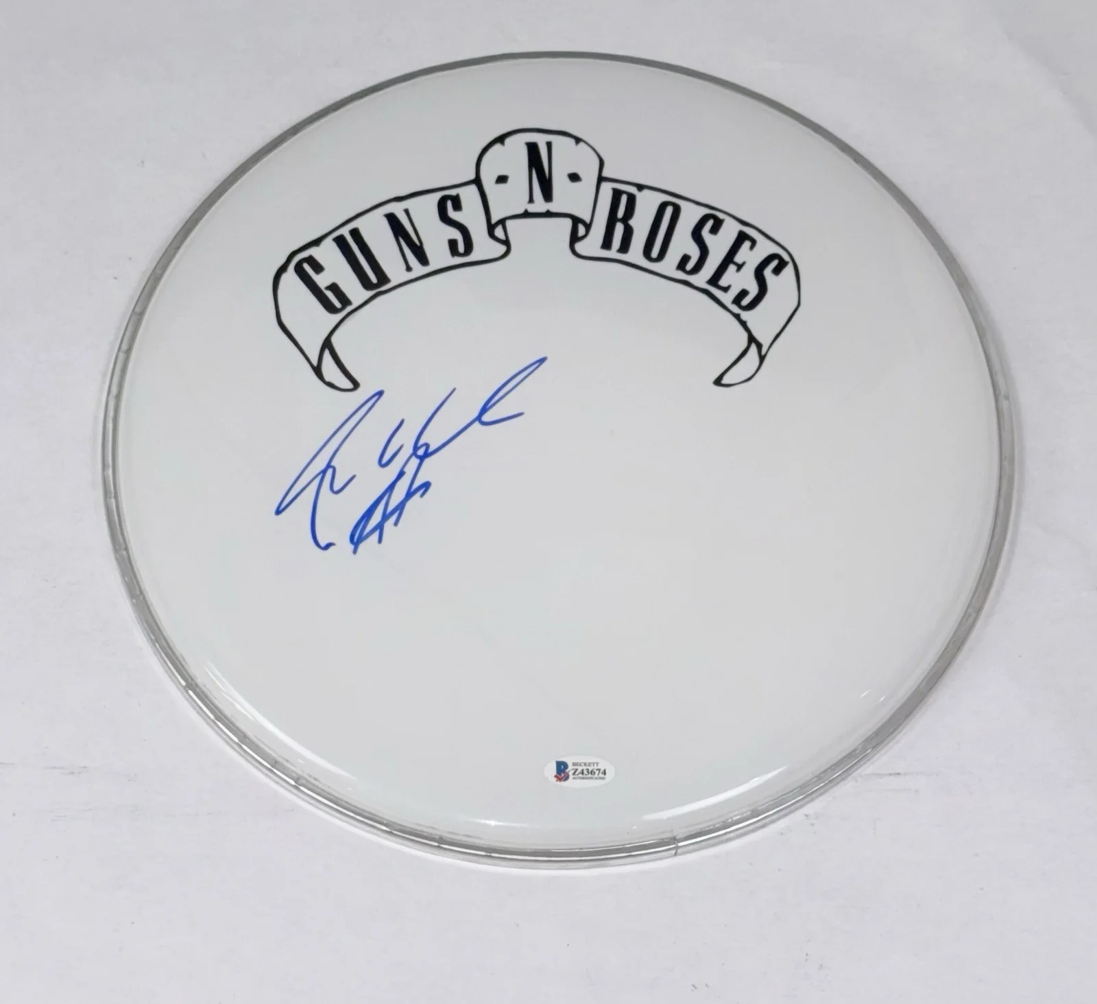 Steven Adler Guns N' Roses Signed Autograph 12" Drumhead Drummer Beckett COA, изображение 2