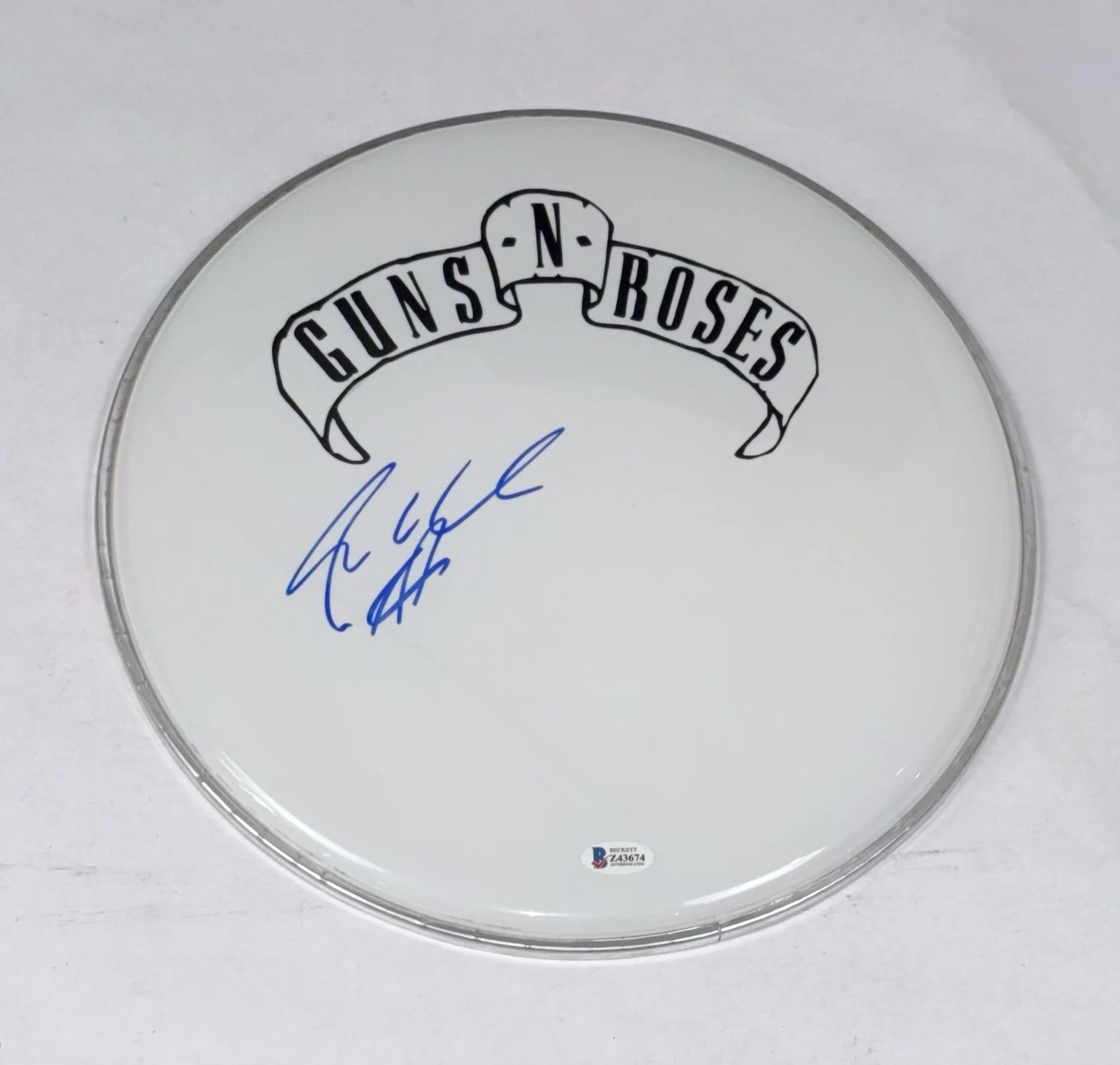 Steven Adler Guns N' Roses Signed Autograph 12" Drumhead Drummer Beckett COA, изображение 3