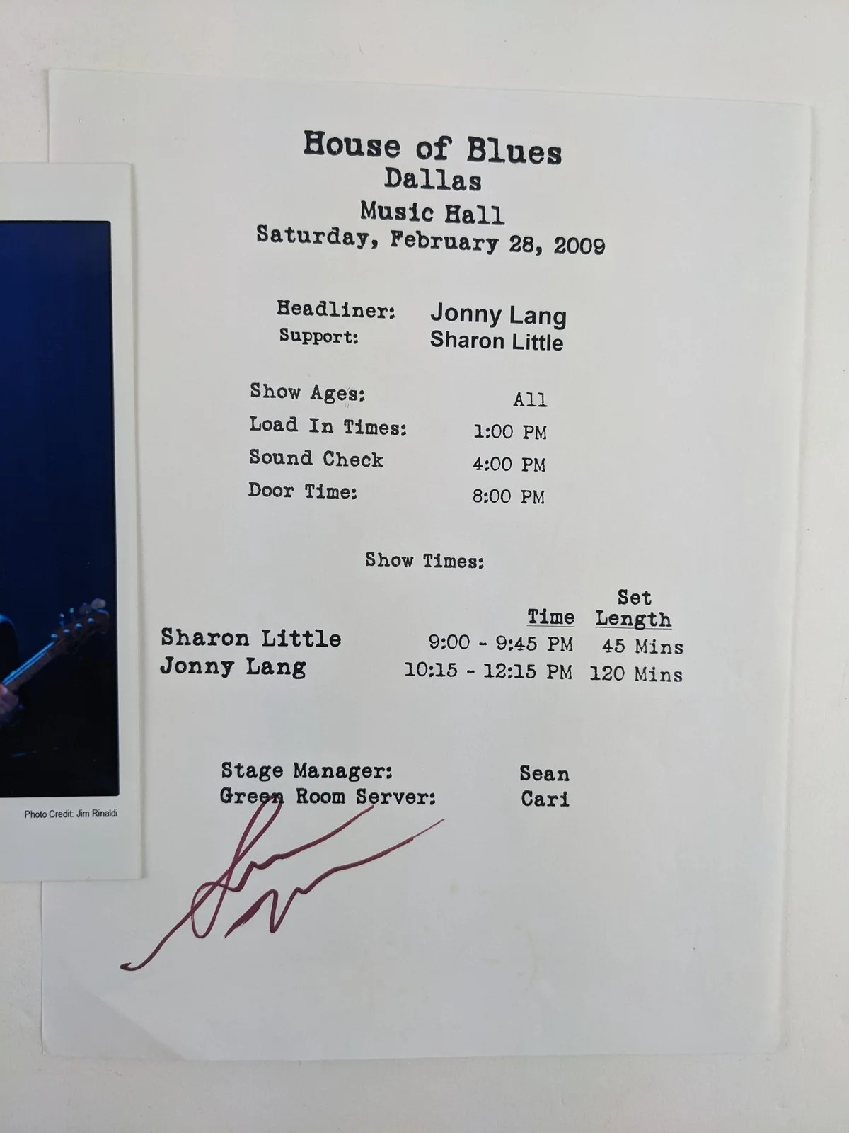 Sharon Little Signed Autographed 8x10 Photo & Signed Set List Musician, image 4