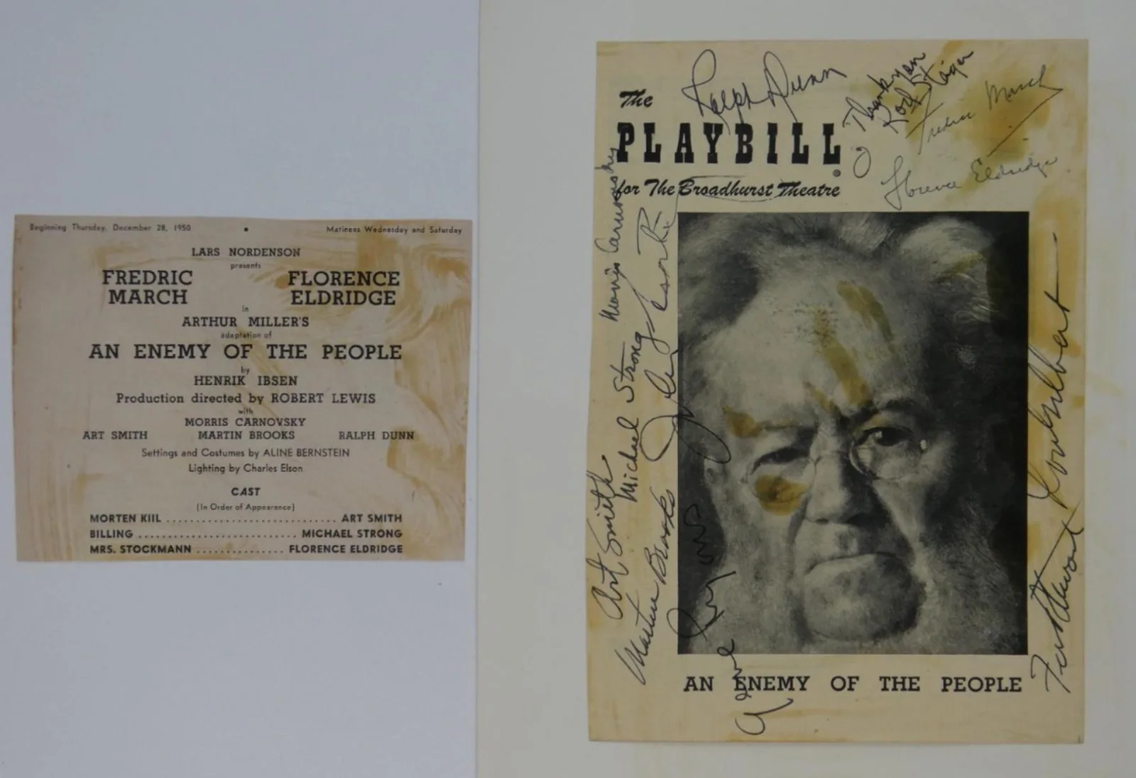 Fredric March — Fredric March Gene Lyons Florence Eldridge Cast Signed Playbill 1950 Cover Only, image 2