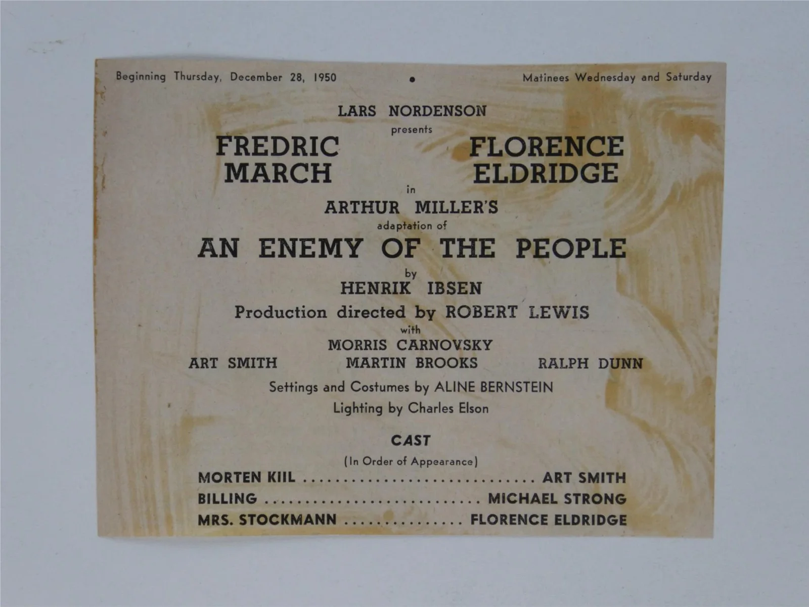 Fredric March — Fredric March Gene Lyons Florence Eldridge Cast Signed Playbill 1950 Cover Only, image 3