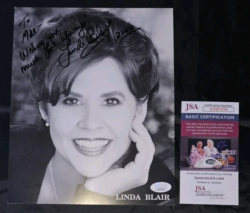 Linda Blair — LINDA BLAIR SIGNED 2000 HEADSHOT 8x10 PHOTO TO MIKE JSA COA EXORCIST REGAN MODEL