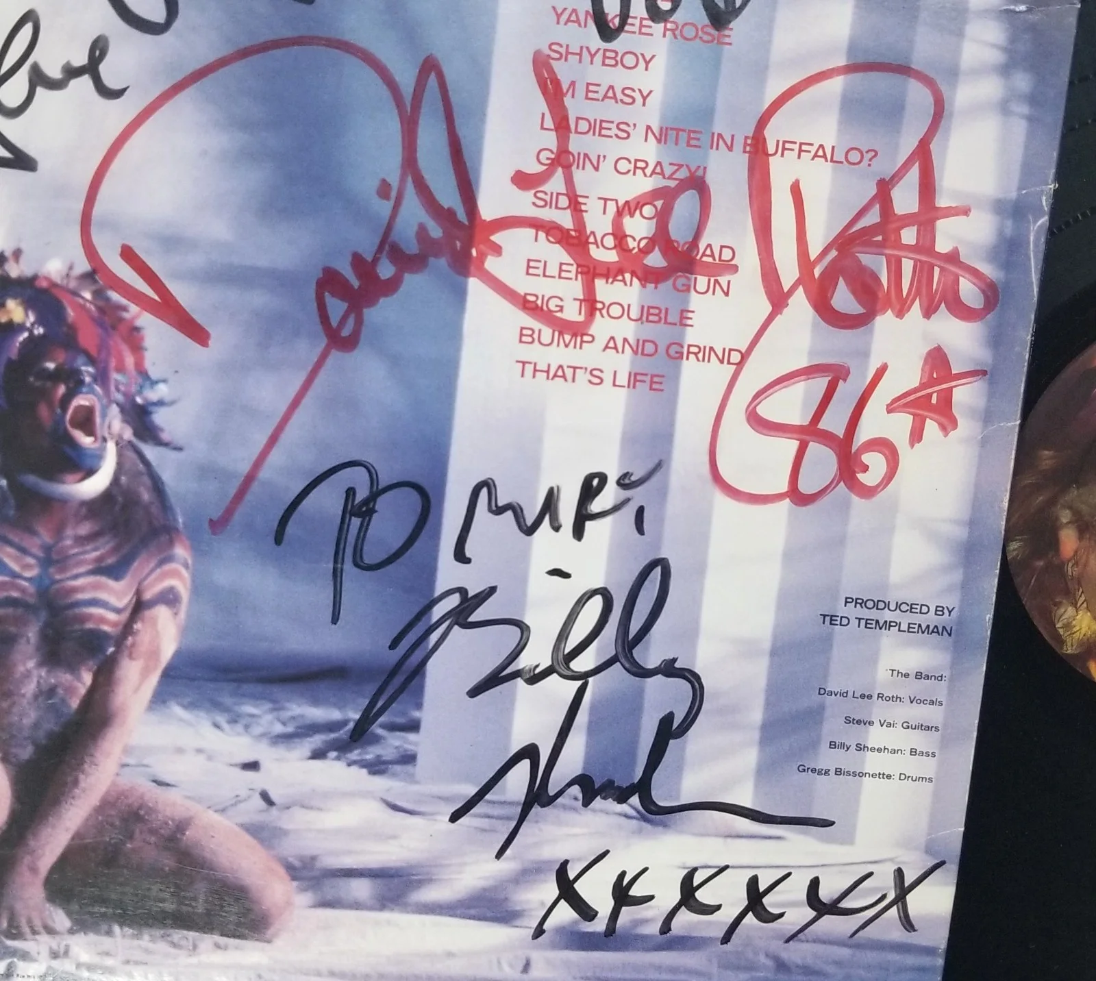 David Lee Roth SIGNED Eat 'Em & Smile Vinyl JSA COA + Vai, Bissonette, Sheehan, image 4