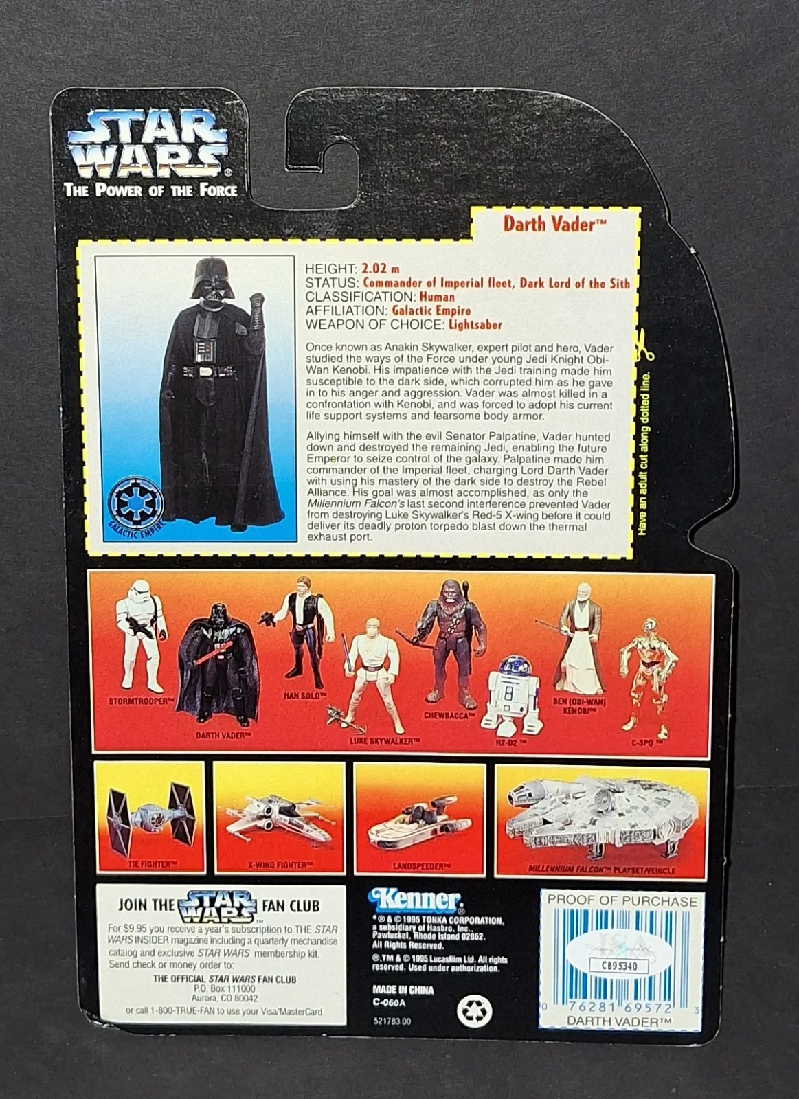 Dave Prowse — Dave Prowse Signed Autographed action figure 1995 Star Wars Darth Vader JSA COA, image 4