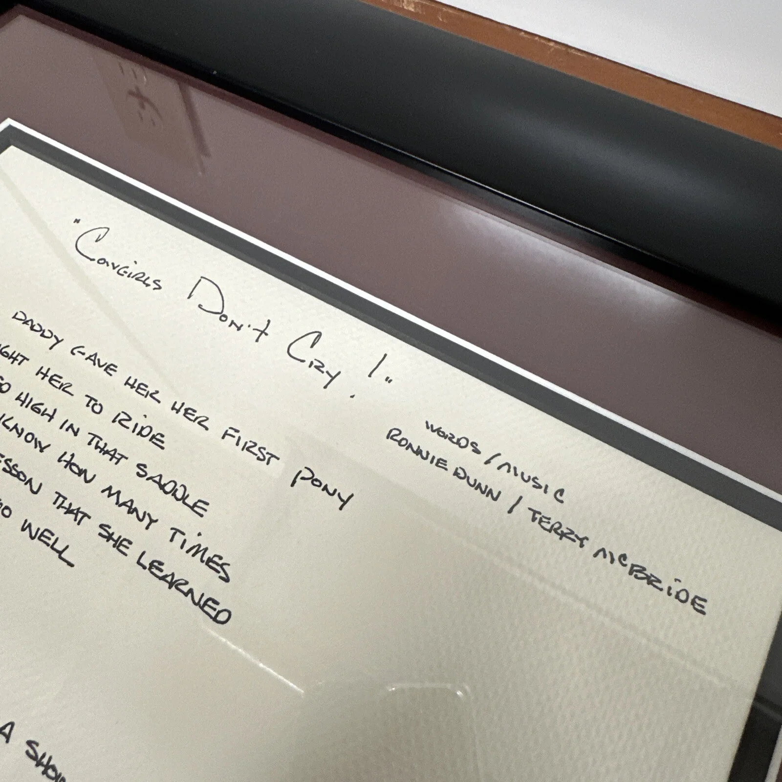 Ronnie DUNN SIGNED AUTOGRAPH Cowgirls Don’t Cry Lyrics Large Piece Of Art, изображение 5