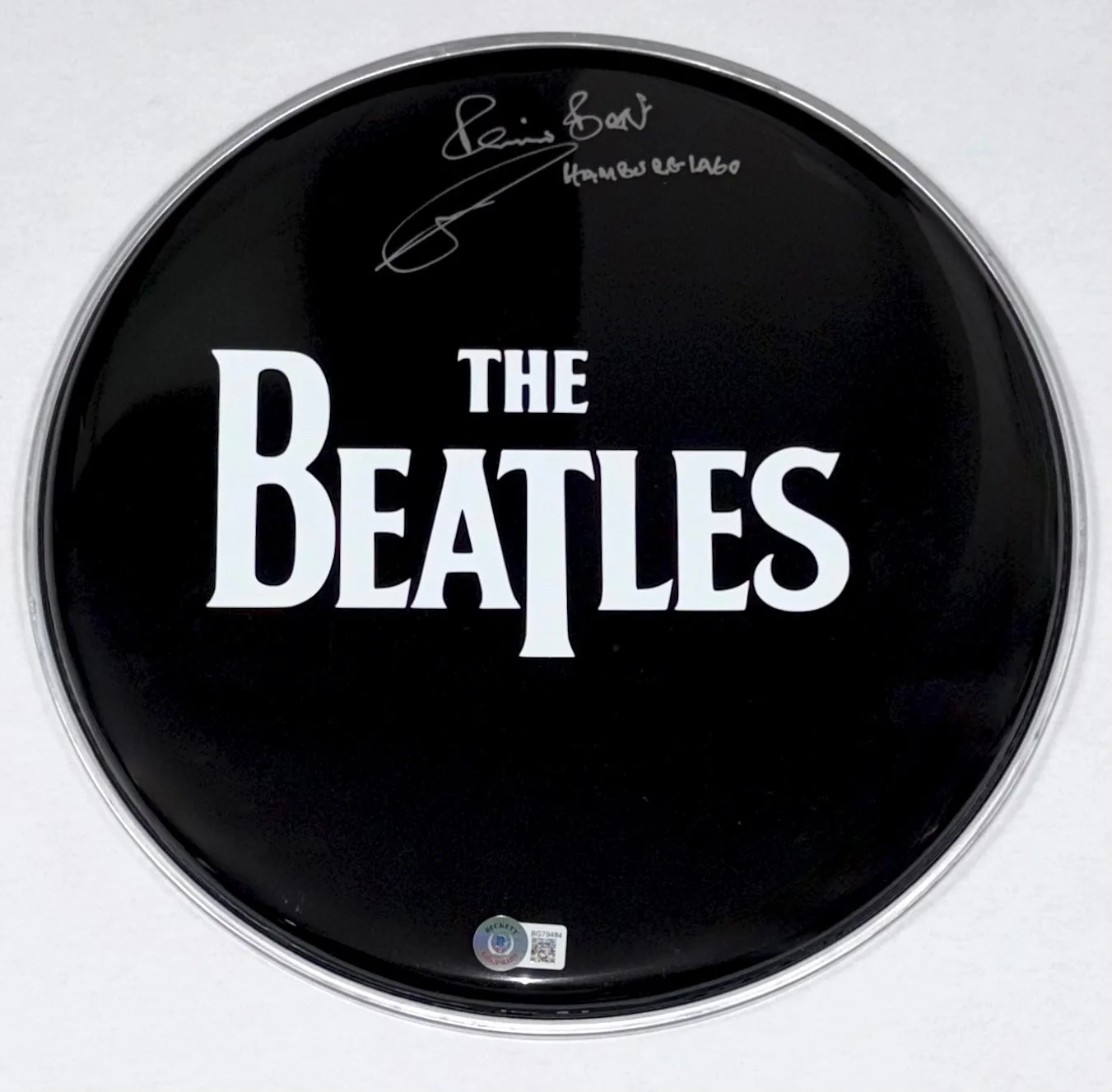 Pete Best The Beatles Signed Autograph 12" Drumhead Hamburg 1960 Inscription BAS, image 2