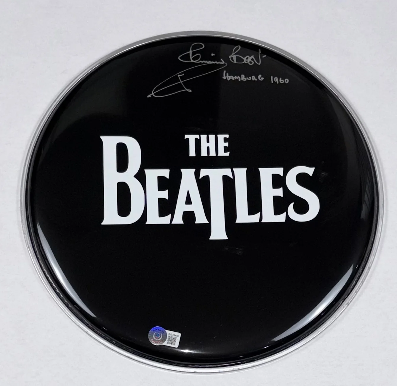 Pete Best The Beatles Signed Autograph 12" Drumhead Hamburg 1960 Inscription BAS, image 3