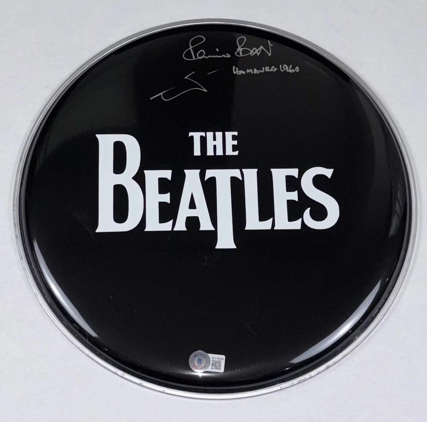Pete Best The Beatles Signed Autograph 12" Drumhead Hamburg 1960 Inscription BAS, image 4