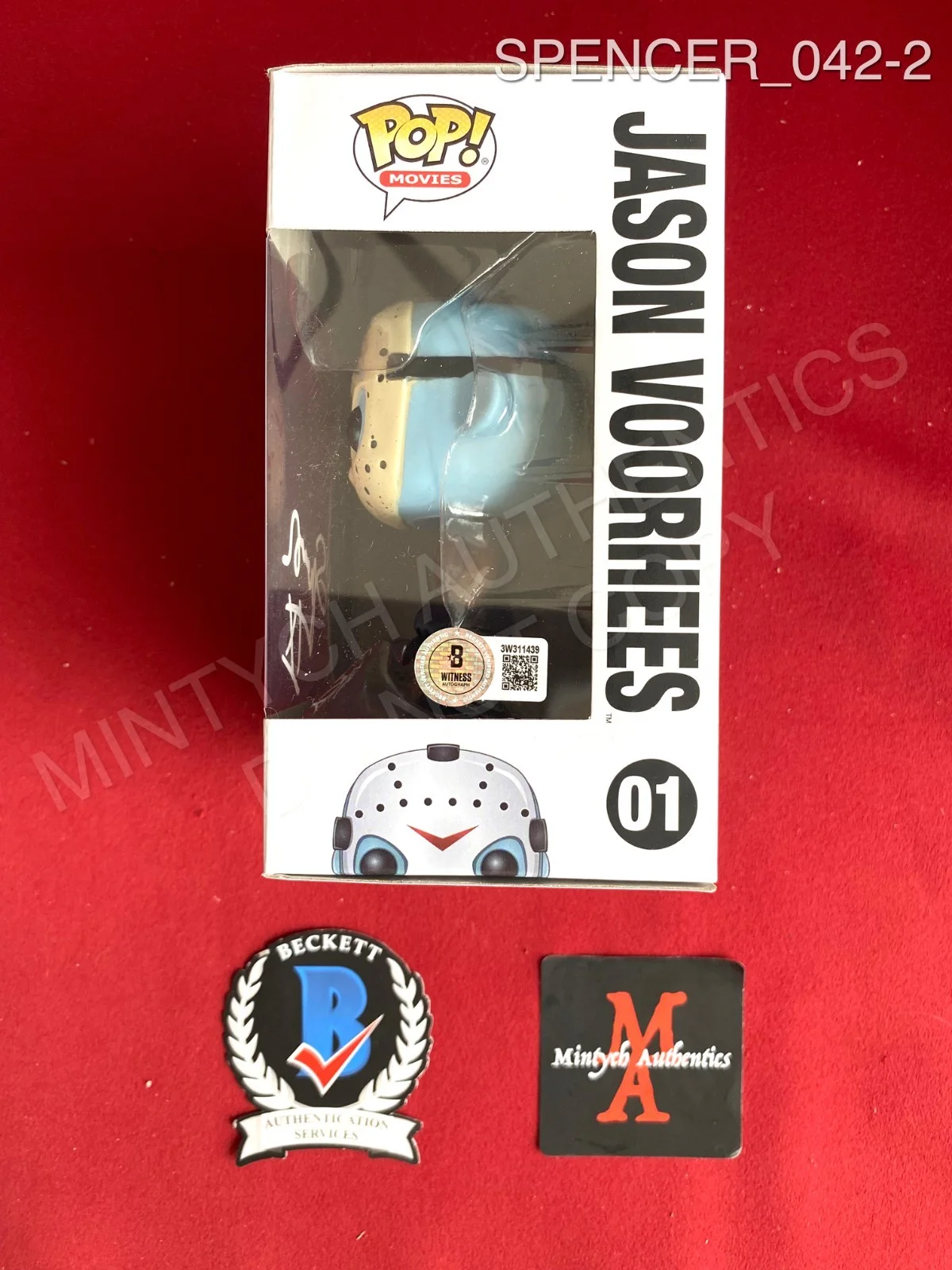 Spencer Charnas — Spencer Charnas Ice Nine Kills signed Jason Voorhees Funko Pop #01 Beckett COA, image 2