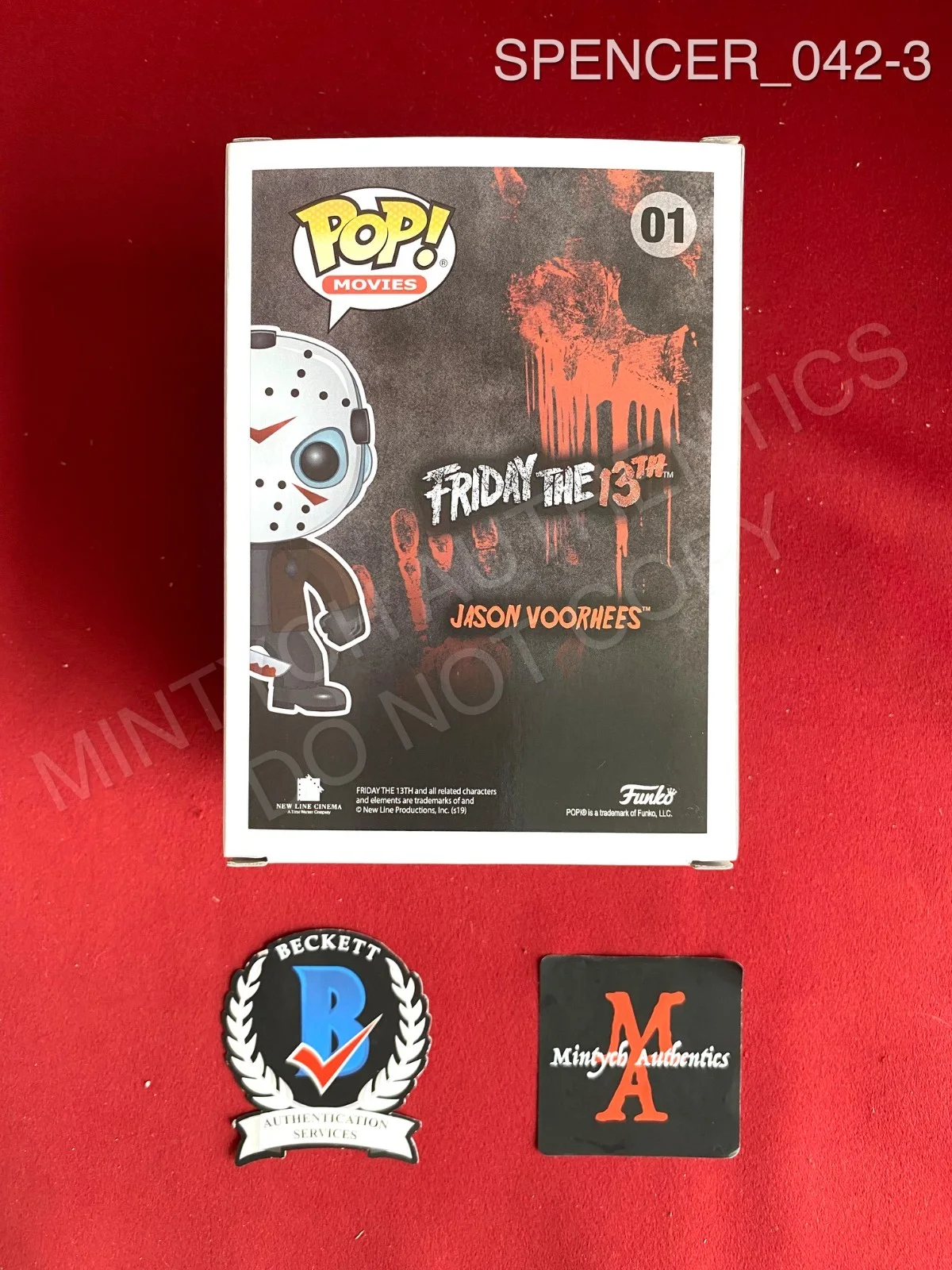 Spencer Charnas — Spencer Charnas Ice Nine Kills signed Jason Voorhees Funko Pop #01 Beckett COA, image 3