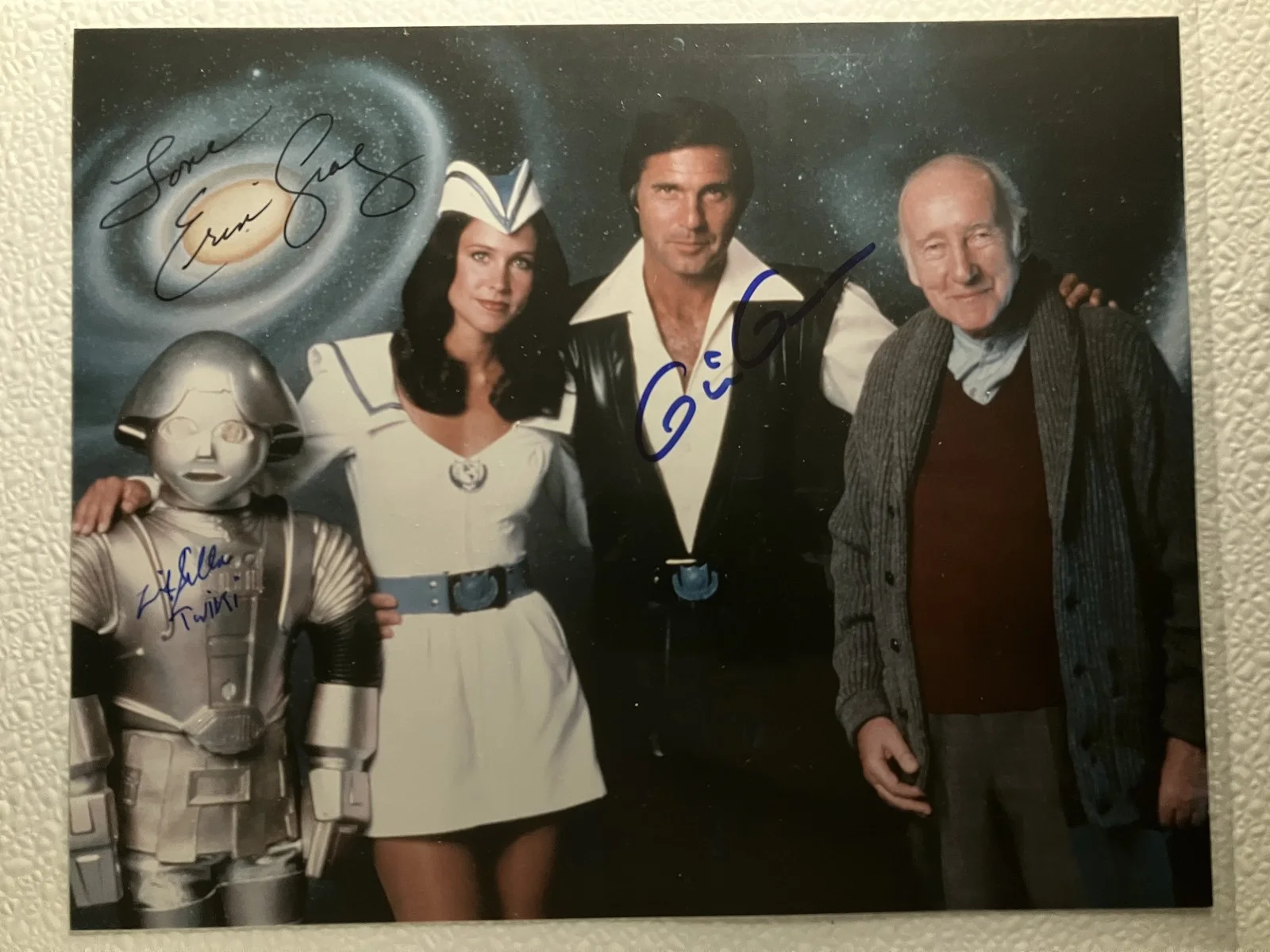Gil Gerard, Erin Gray, Felix Silla — Autographed 8x10 Buck Rogers Promo Photo - 3 signatures!