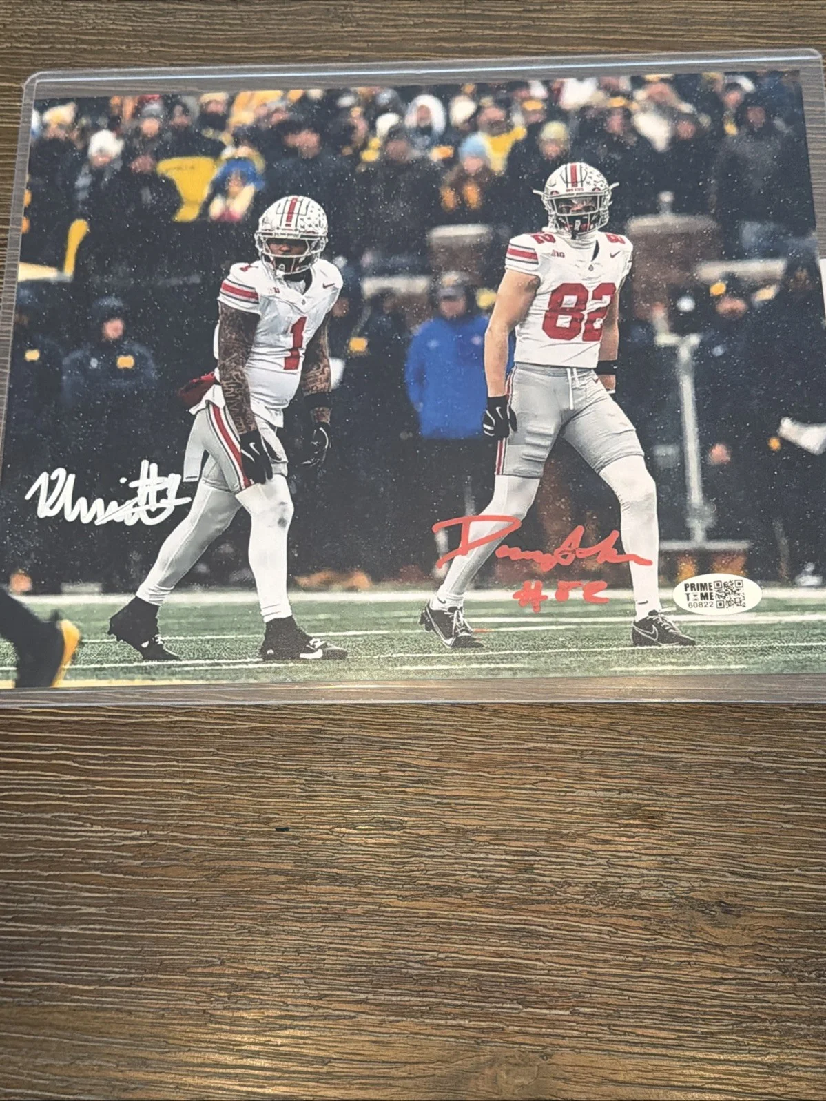 Ohio State Dual Signed Brandon Innis and David Adolph Signed 8x10 Michigan Game, изображение 2