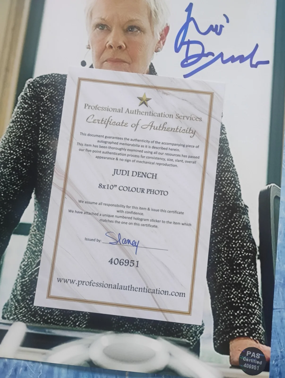 Judi Dench Hand Signed Autograph 8x10 Photo COA James Bond NO US TARIFFS, image 4